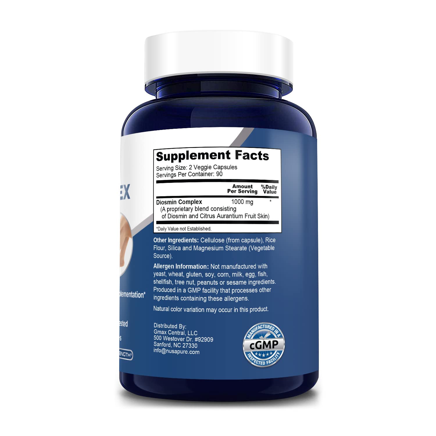 Foto 2 | Suplemento Nusapure Diosmin Complex 1000 mg 180 Cápsulas Vegetarianas - Venta Internacional