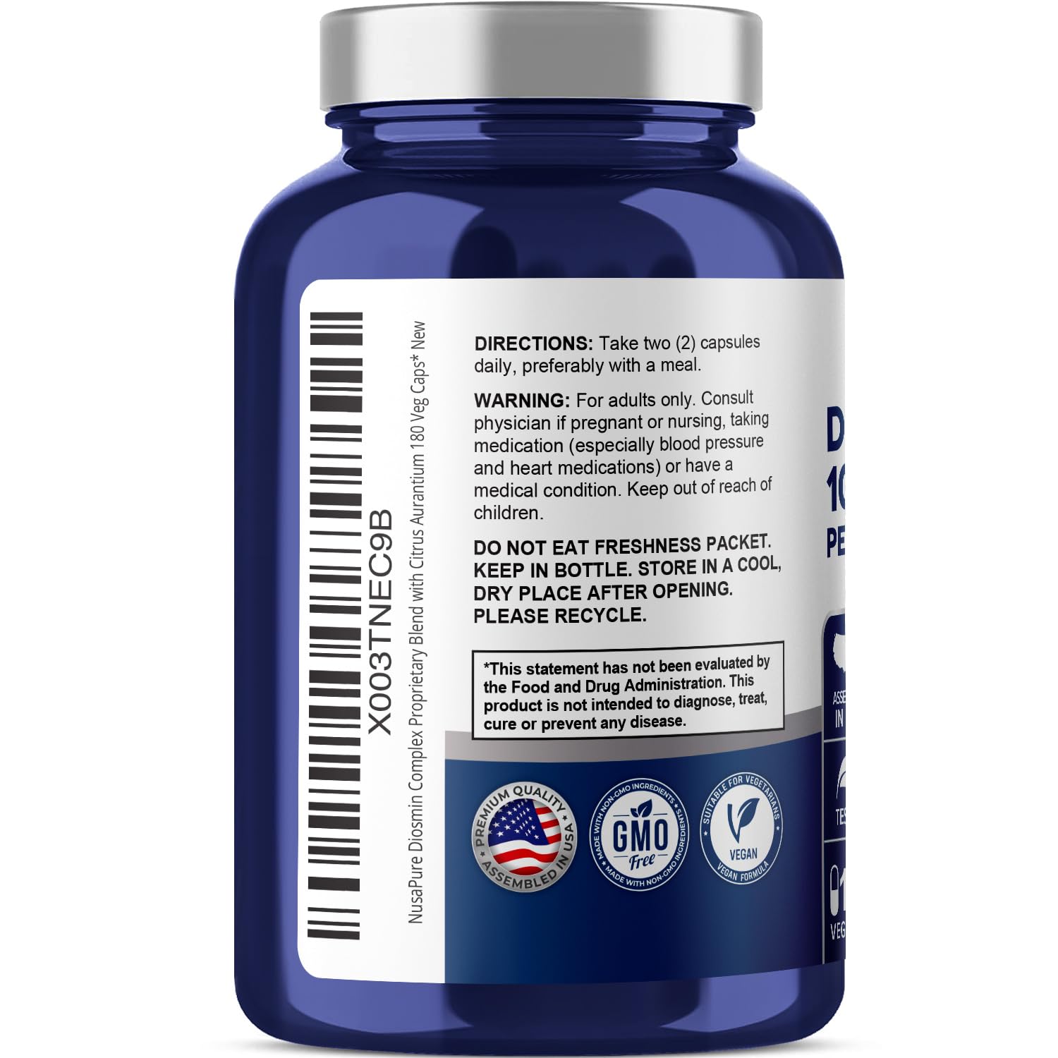 Foto 4 pulgar | Suplemento Nusapure Diosmin Complex 1000 mg 180 Cápsulas Vegetarianas - Venta Internacional