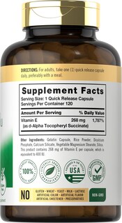 Foto 2 | Suplemento de Vitamina E Seca Carlyle 400 UI 268 mg - 120 Cápsulas