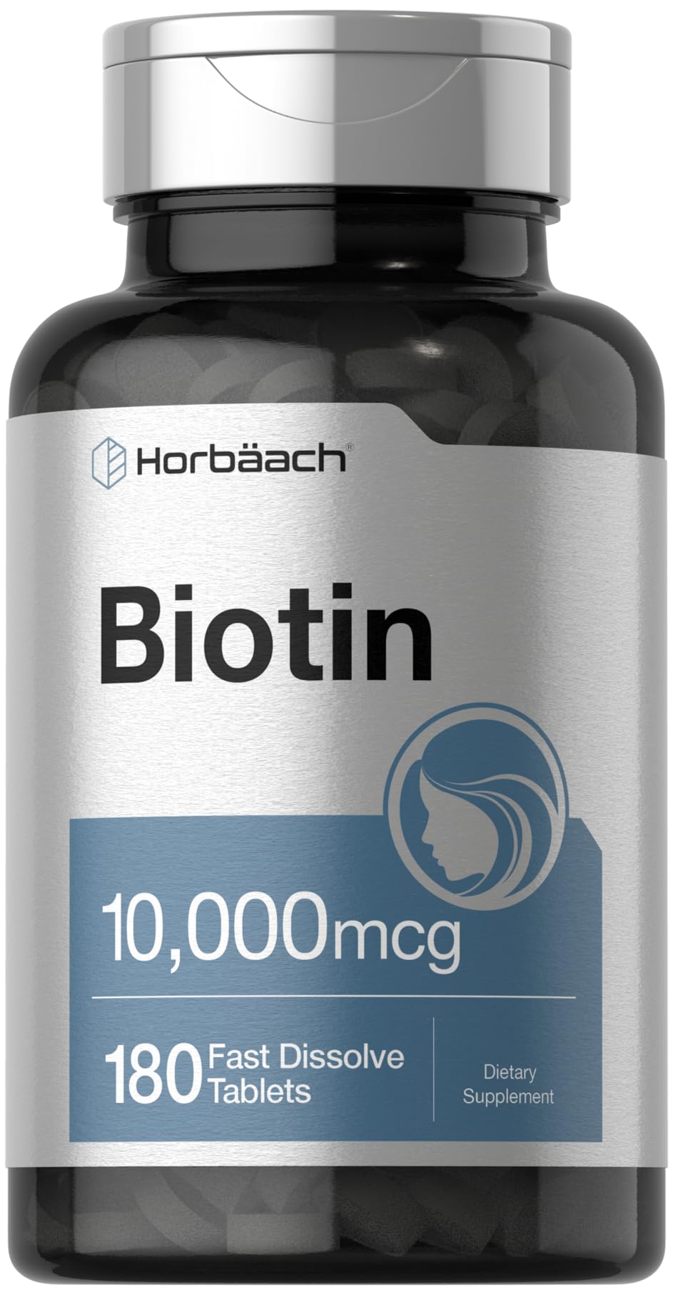 Foto 2 pulgar | Suplemento Horbaach Biotina 10000 Mcg 180 Tabletas - Venta Internacional