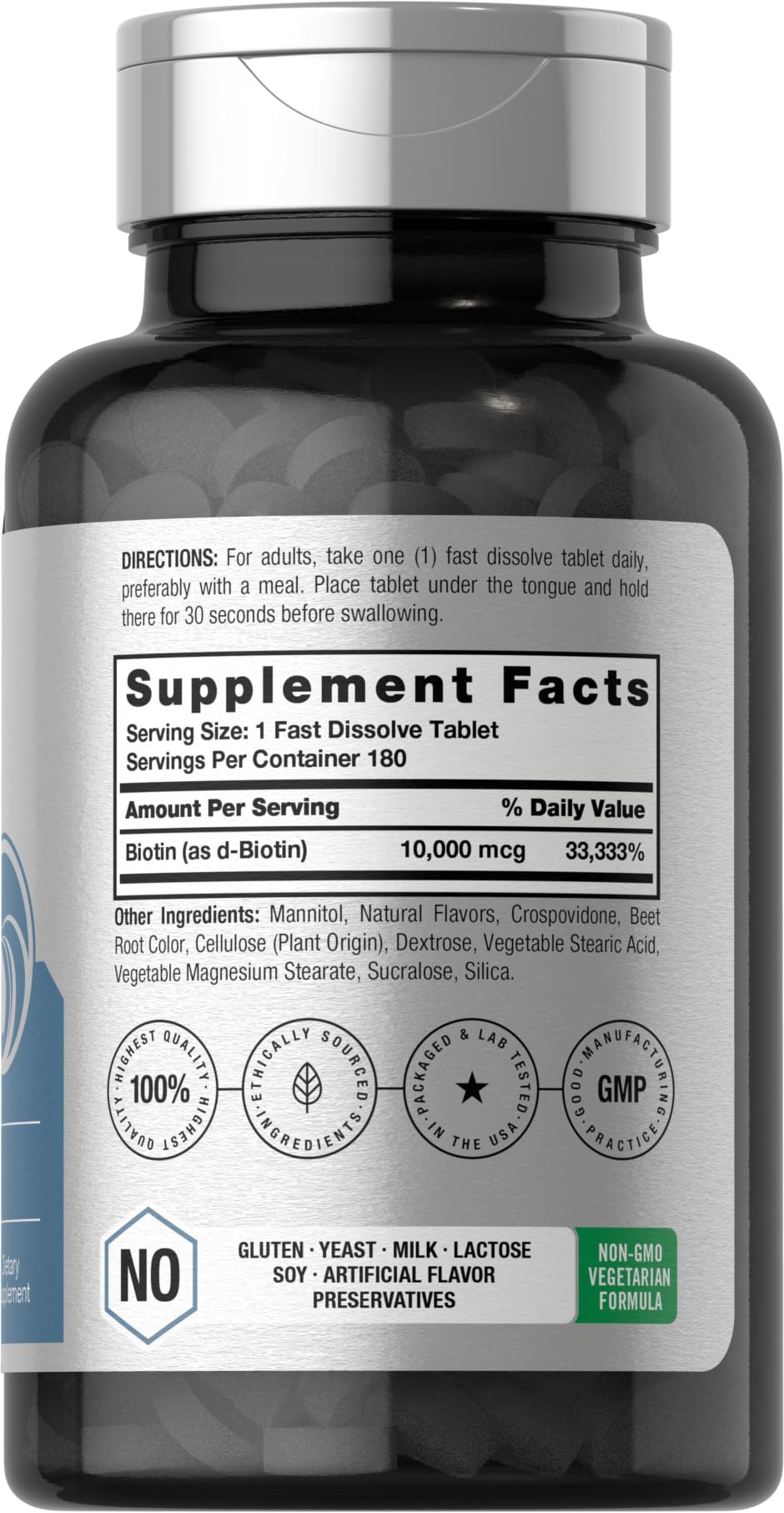 Foto 3 pulgar | Suplemento Horbaach Biotina 10000 Mcg 180 Tabletas - Venta Internacional