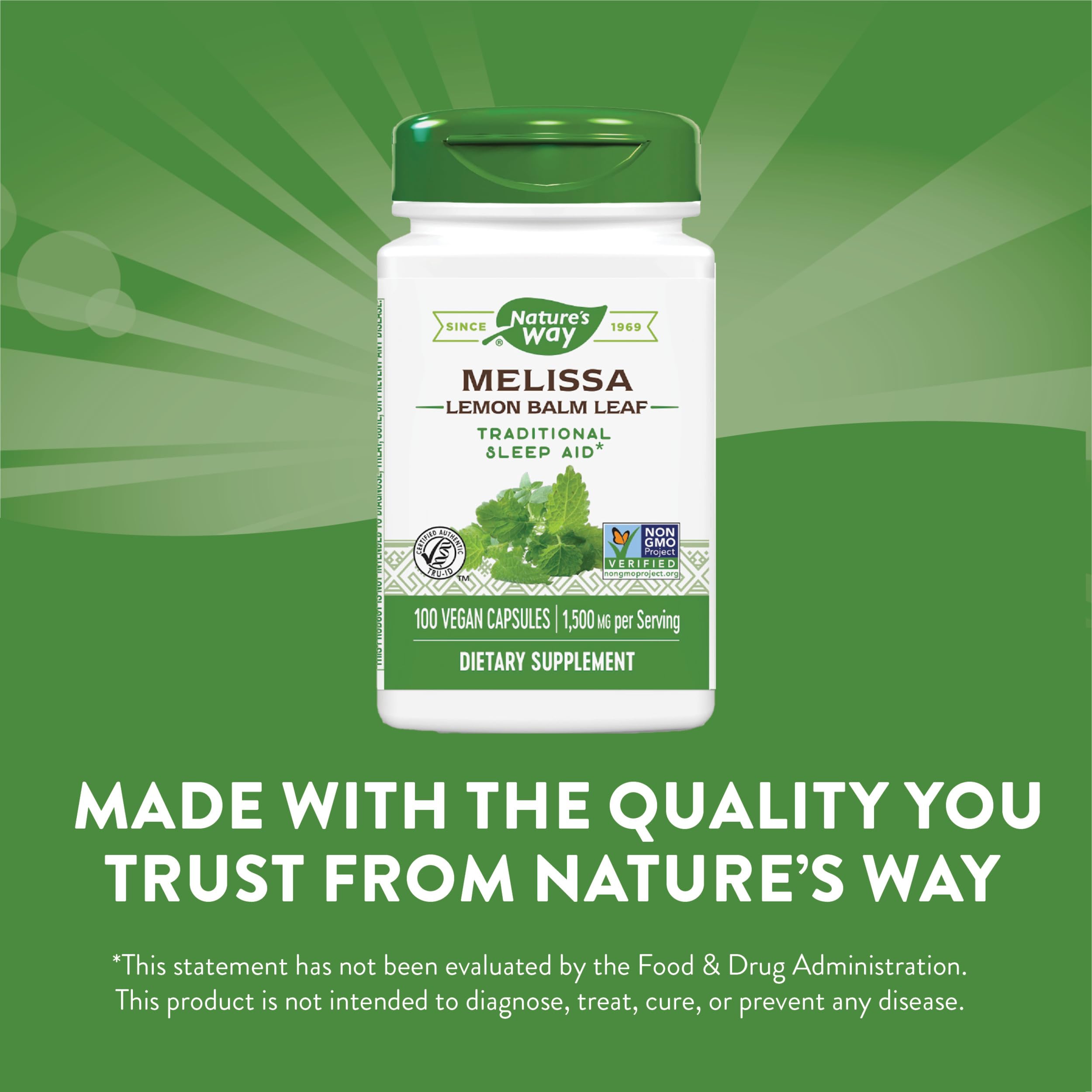 Foto 4 pulgar | Suplemento Nature's Way Melissa Lemon Balm Leaf 100 Cápsulas - Venta Internacional
