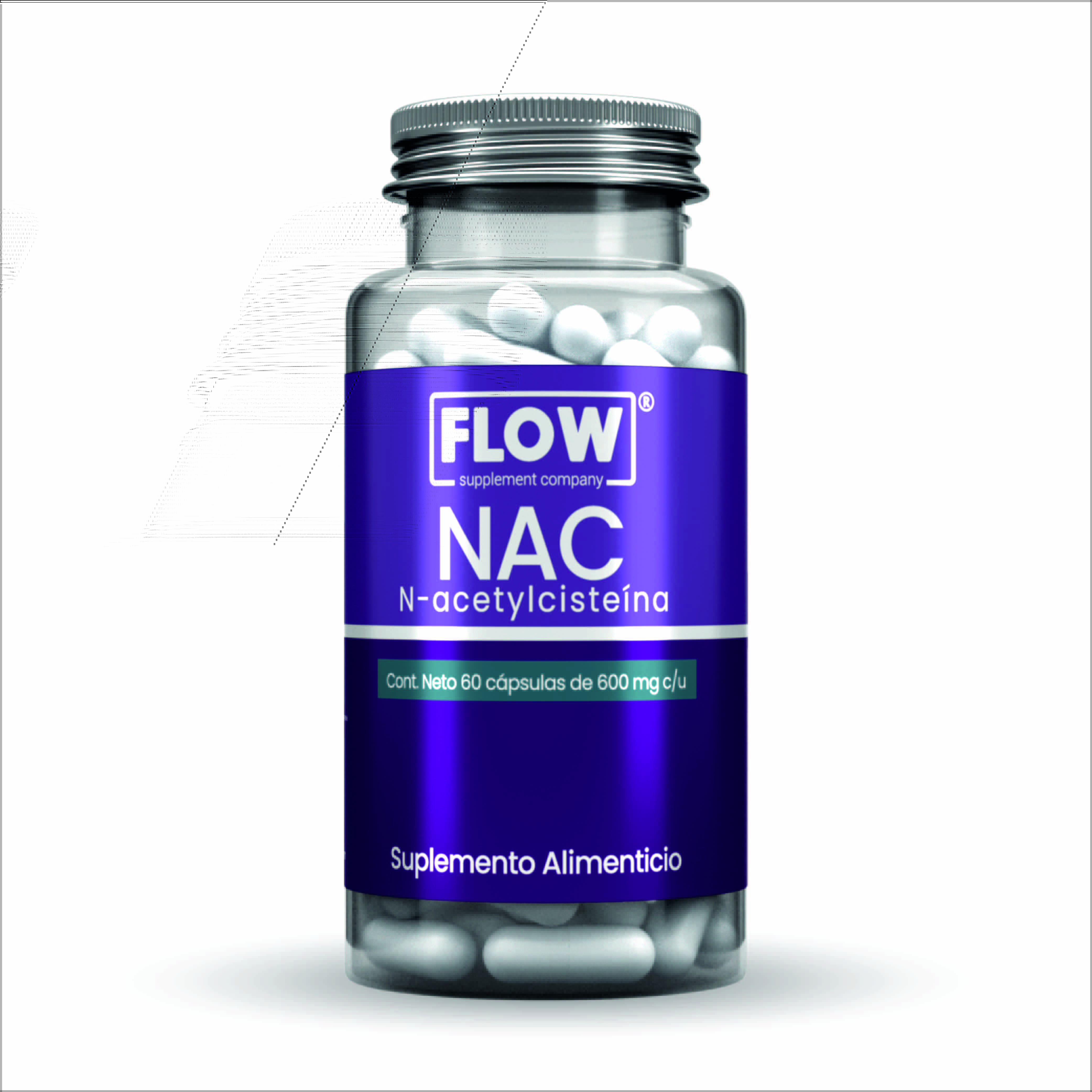 Foto 2 pulgar | Flow Vitaminas Minerales y Suplementos -Nac (n-acetylcisteína) con 60 Cápsulas de 600 mg c/u