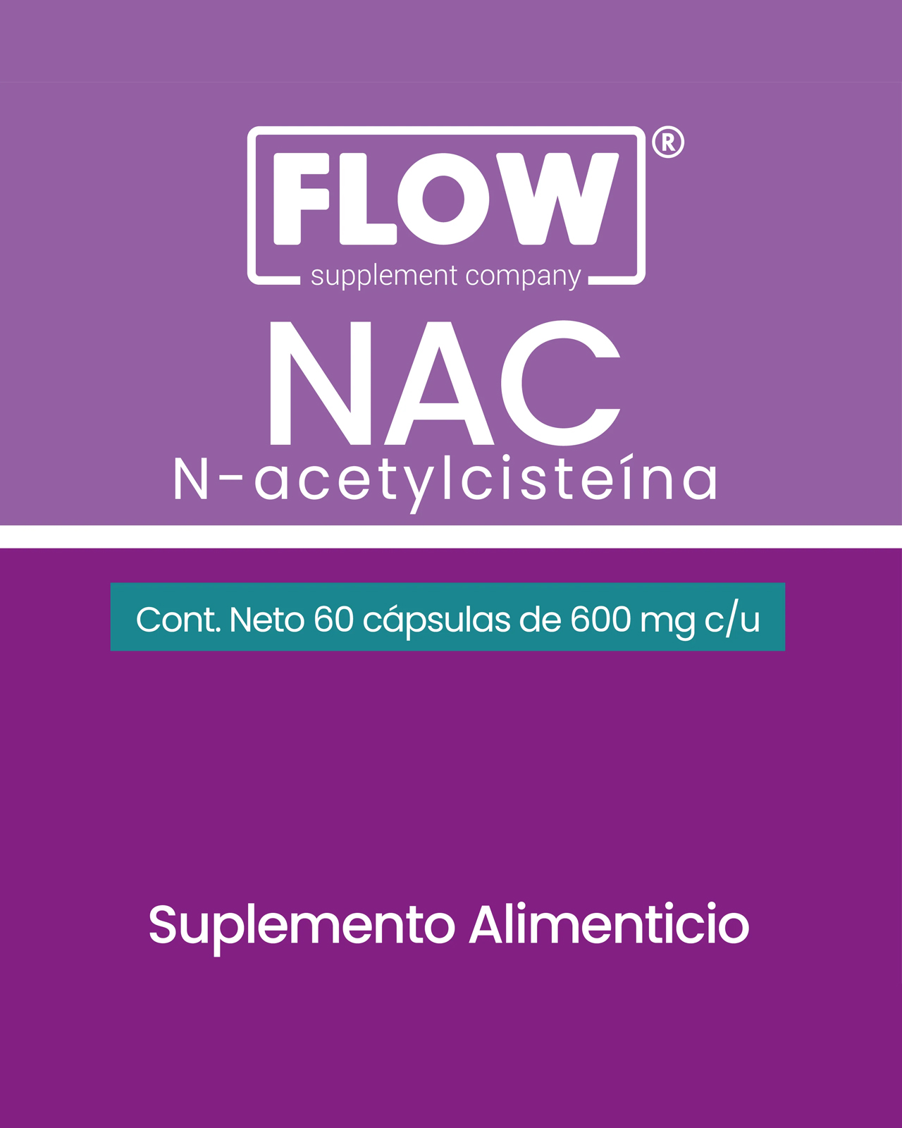 Foto 4 pulgar | Flow Vitaminas Minerales y Suplementos -Nac (n-acetylcisteína) con 60 Cápsulas de 600 mg c/u