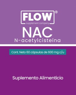 Foto 3 | Flow Vitaminas Minerales y Suplementos -Nac (n-acetylcisteína) con 60 Cápsulas de 600 mg c/u