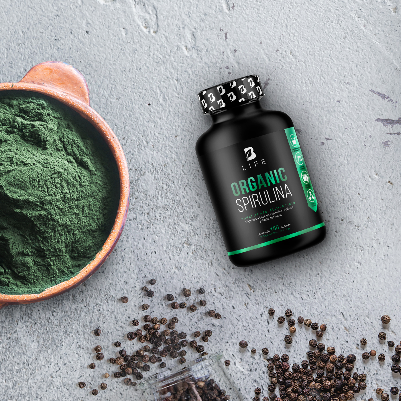 Foto 8 pulgar | Suplemento B Life Organic Spirulina de 150 Cápsulas