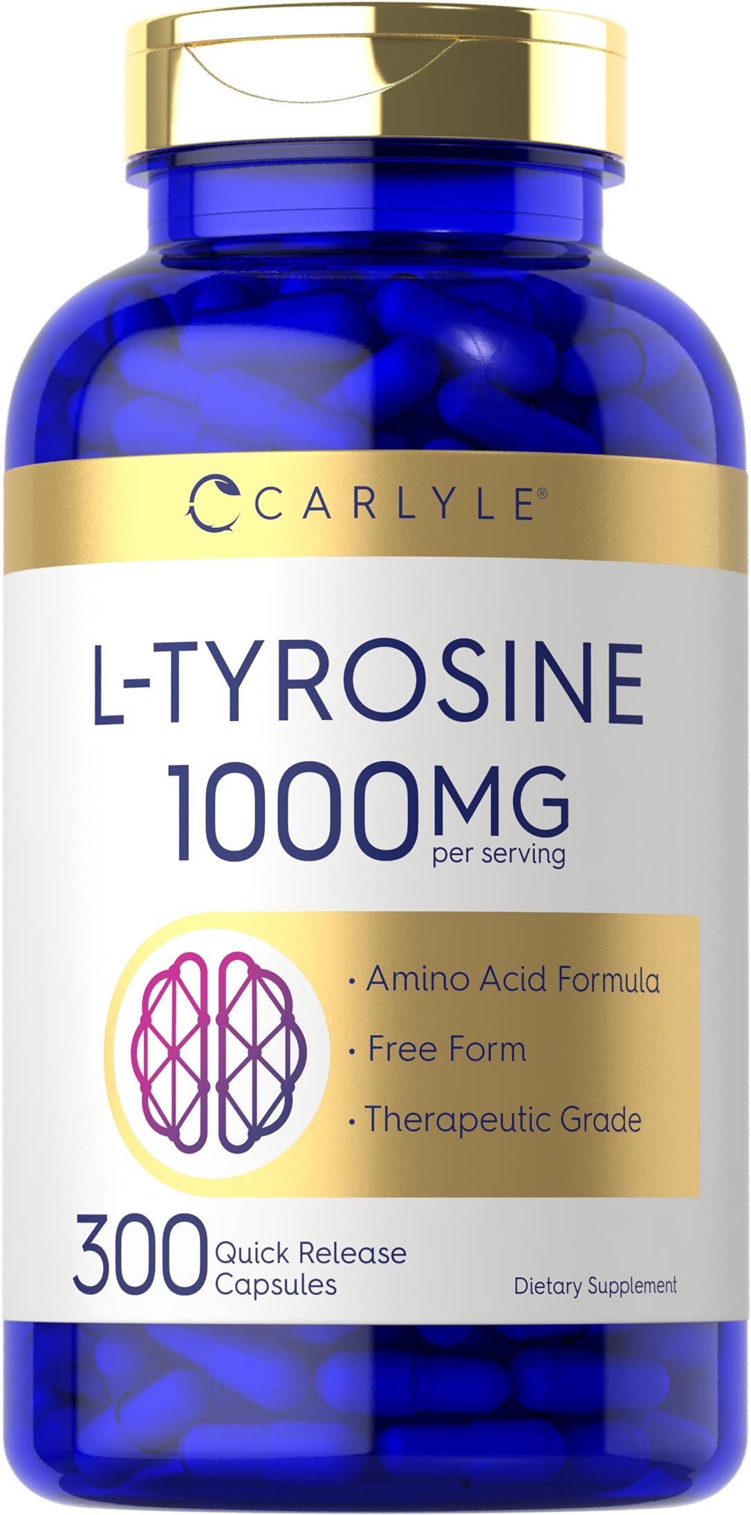 Suplemento Carlyle de L-tirosina 1000 mg 300 Cápsulas - Venta Internacional