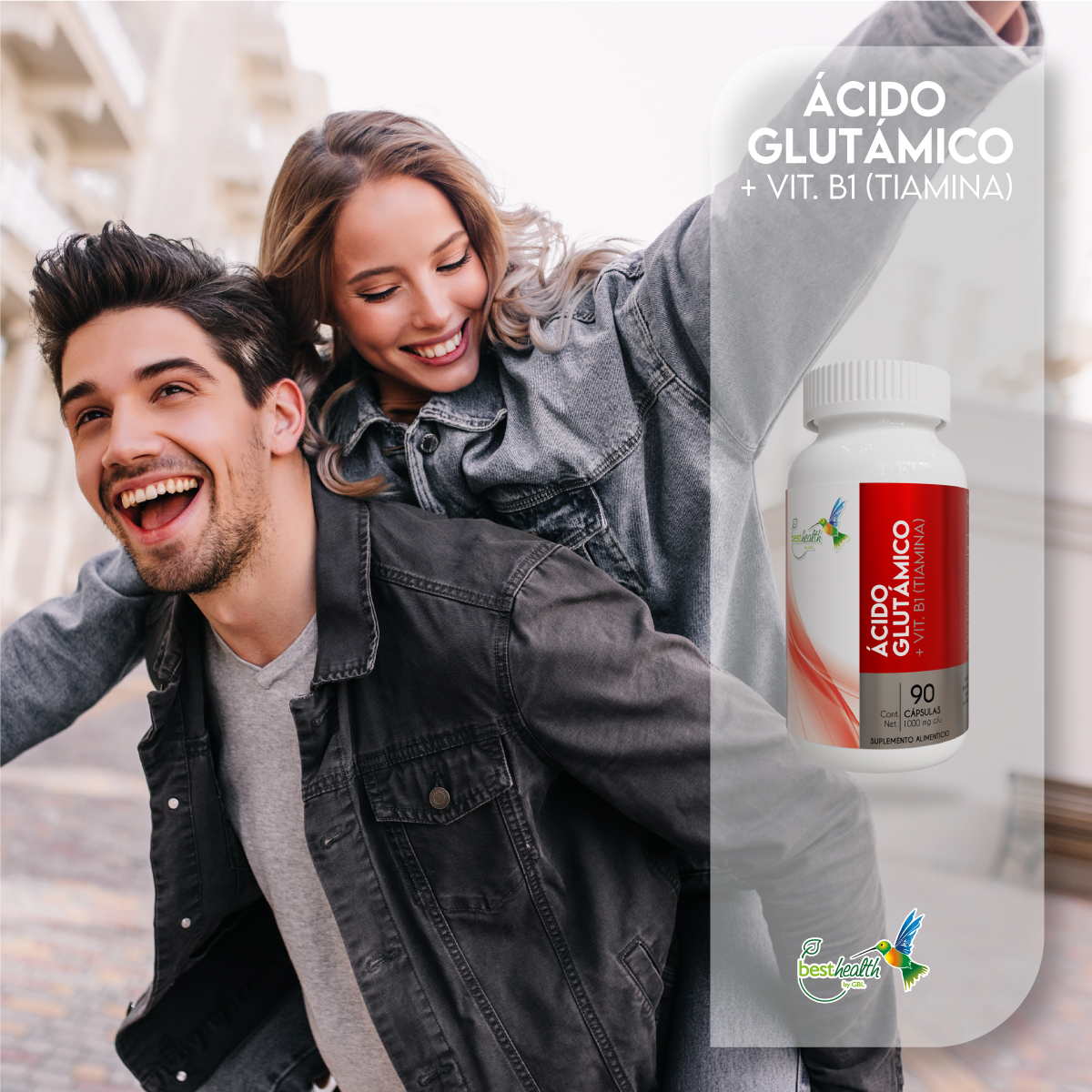 Foto 4 | Ácido Glutámico + Vitamina B1 Best Health 90 Cápsulas