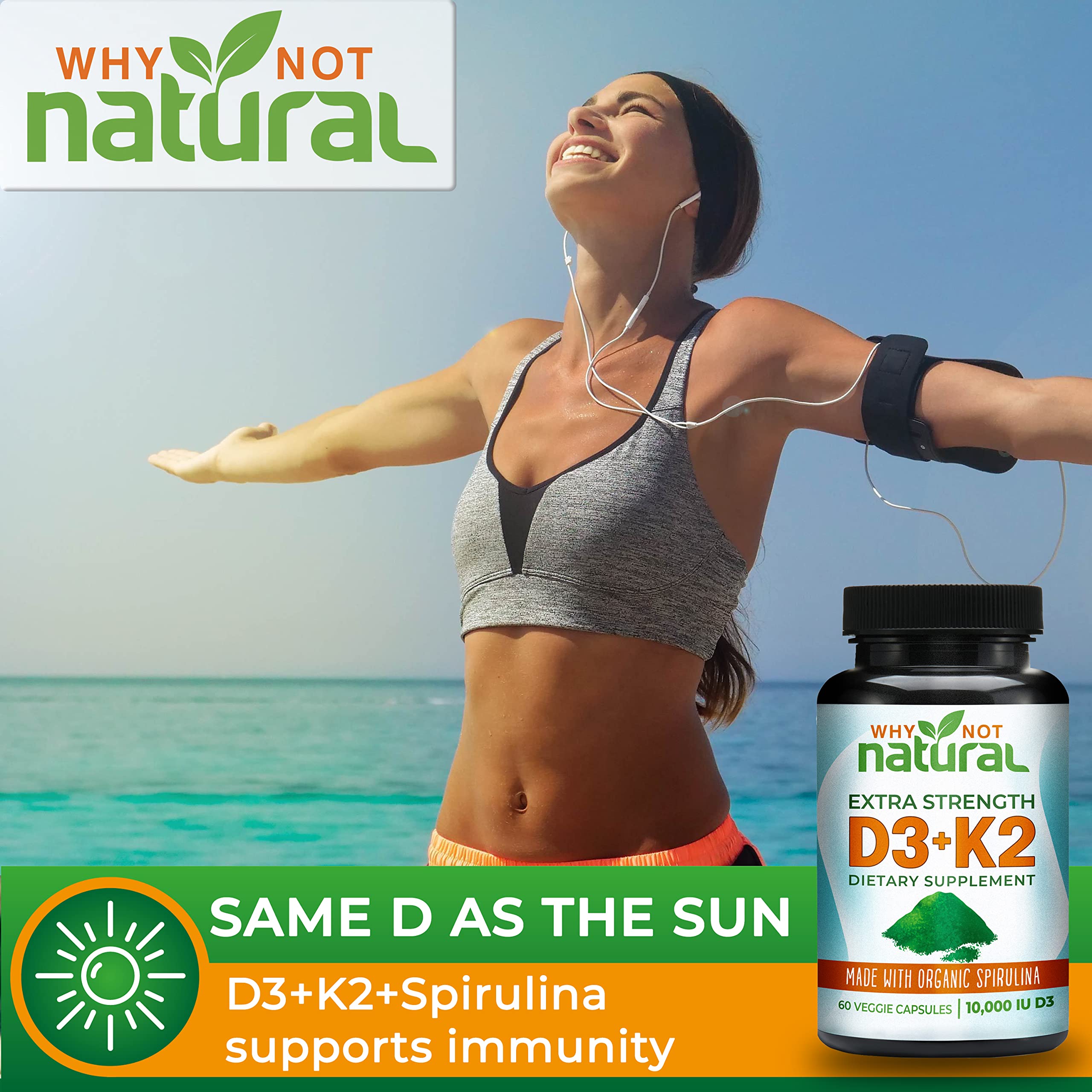 Foto 4 pulgar | Vitamina D3 y K2 Why Not Natural de 10000 Iu con Espirulina - Venta Internacional