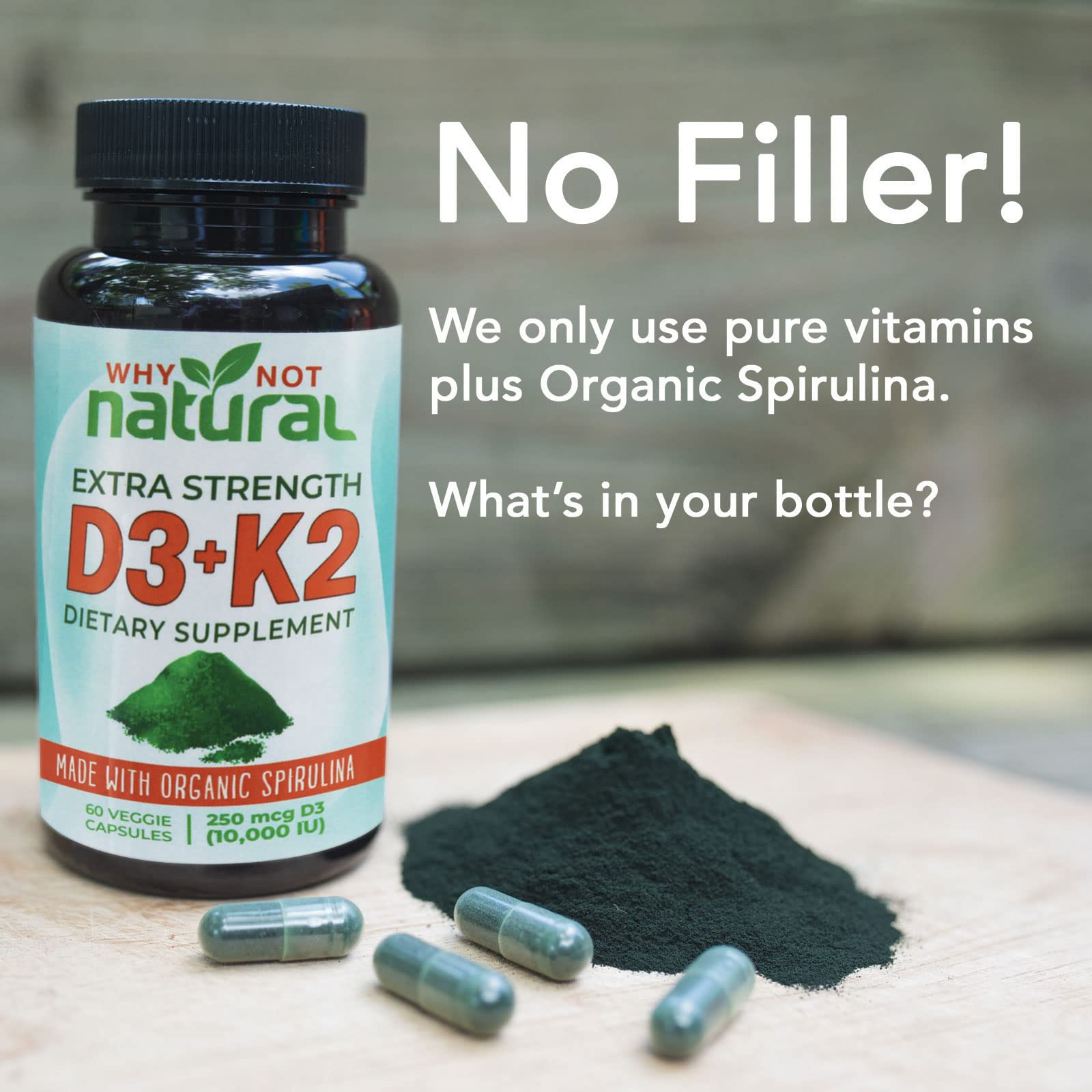 Foto 7 pulgar | Vitamina D3 y K2 Why Not Natural de 10000 Iu con Espirulina - Venta Internacional