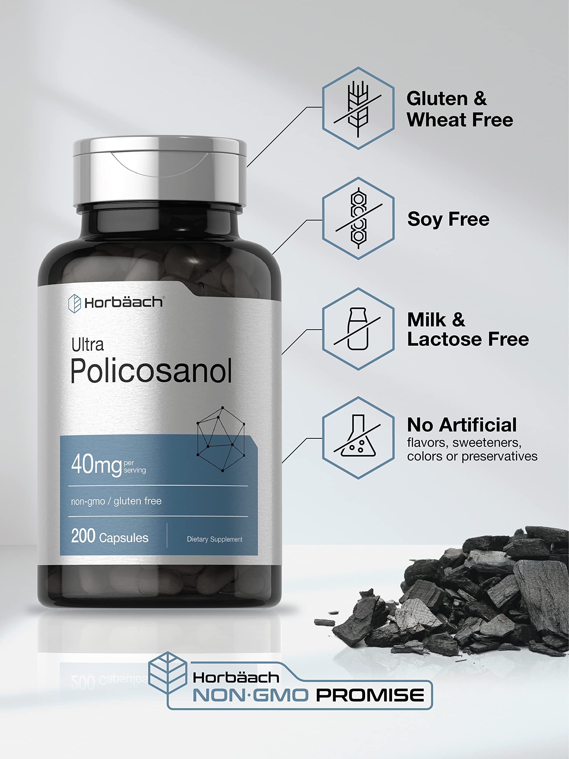 Foto 5 pulgar | Suplemento Horbäach Policosanol 40 mg 200 Cápsulas - Venta Internacional