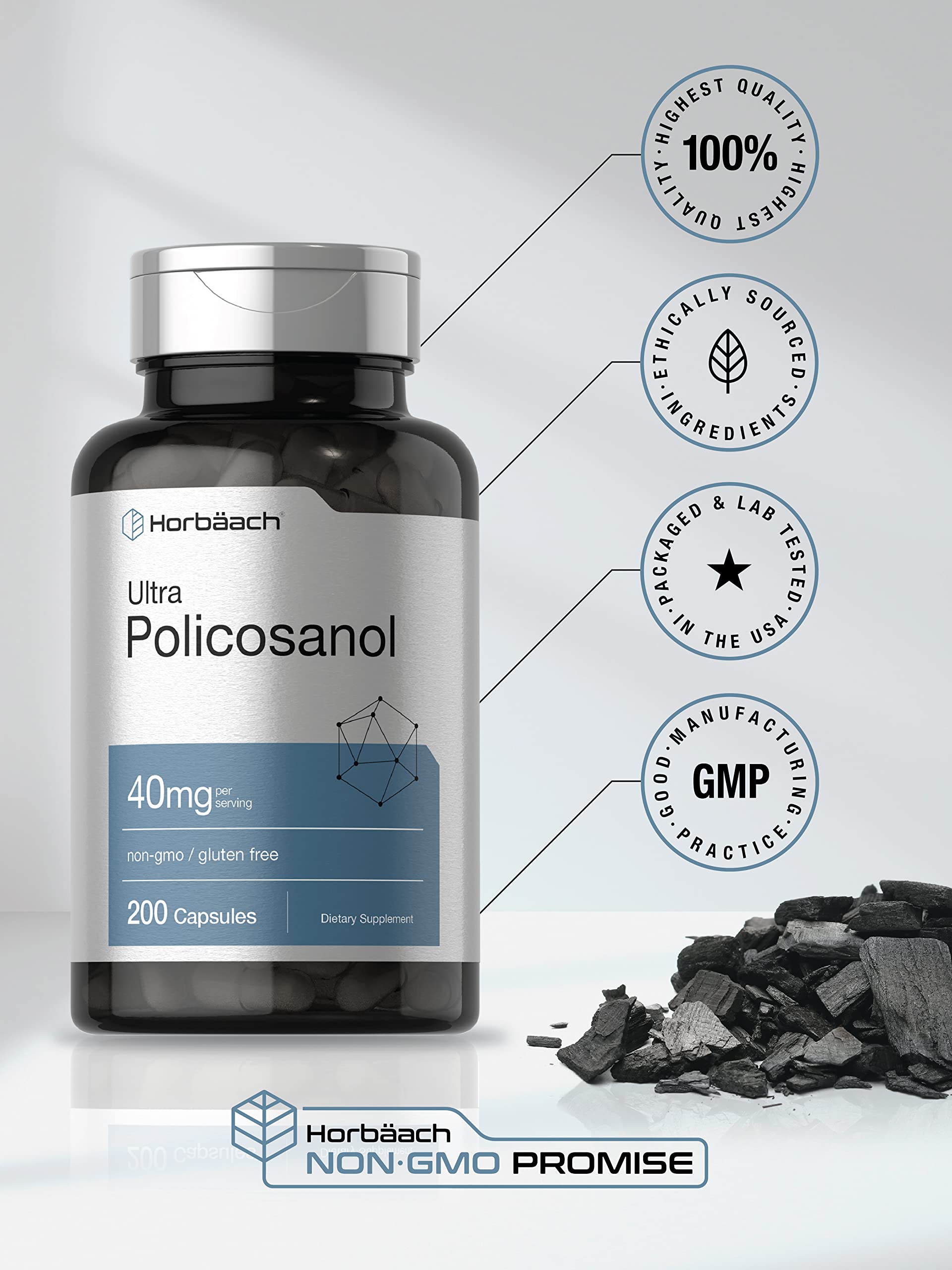 Foto 6 pulgar | Suplemento Horbäach Policosanol 40 mg 200 Cápsulas - Venta Internacional