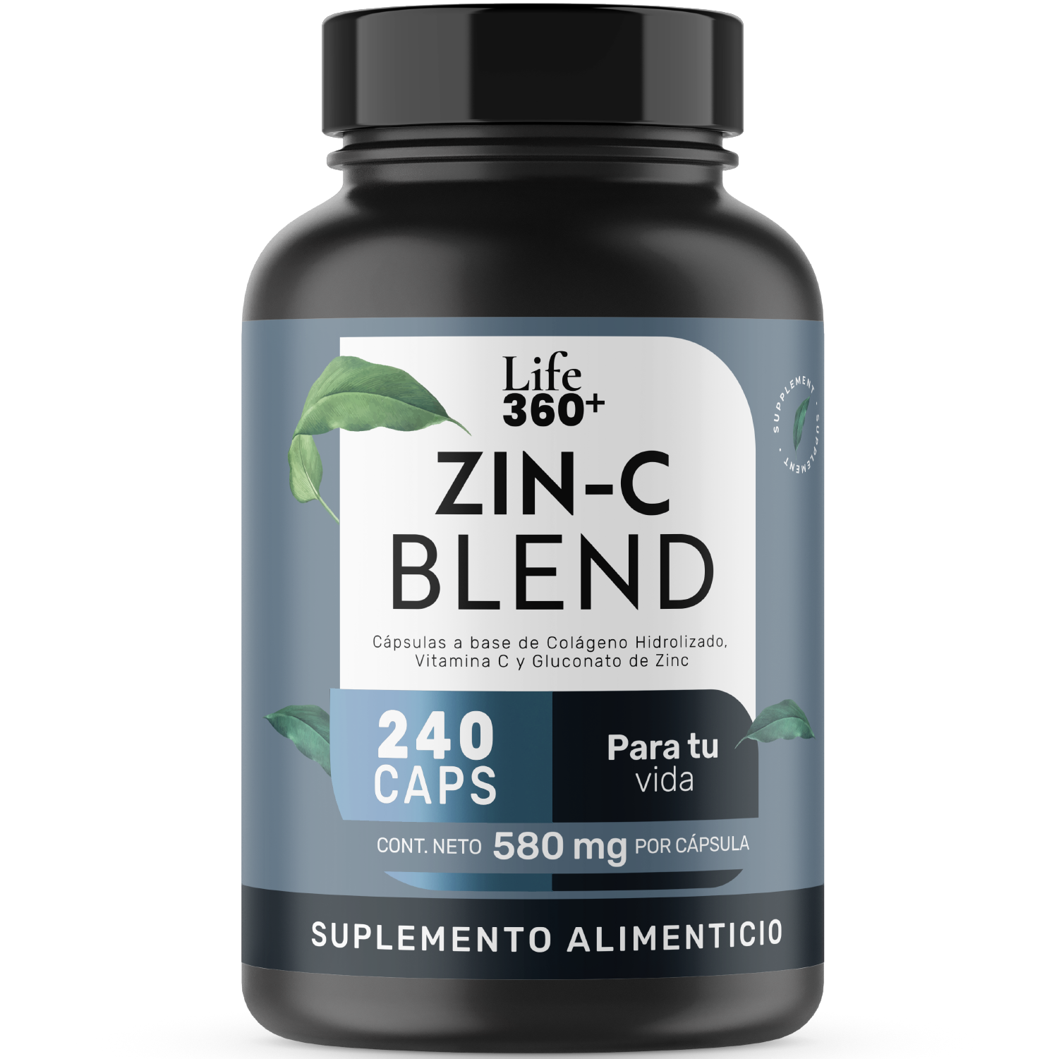 Suplemento Life360+ Zinc Colágeno de 240 Cápsulas