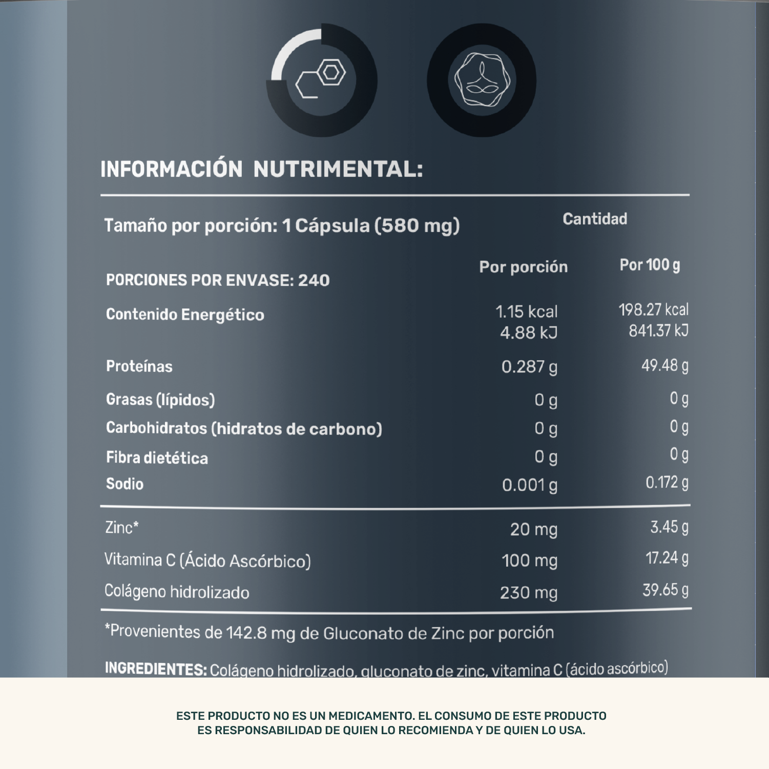 Foto 4 pulgar | Suplemento Life360+ Zinc Colágeno de 240 Cápsulas