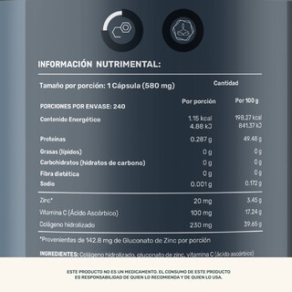 Foto 3 | Suplemento Life360+ Zinc Colágeno de 240 Cápsulas