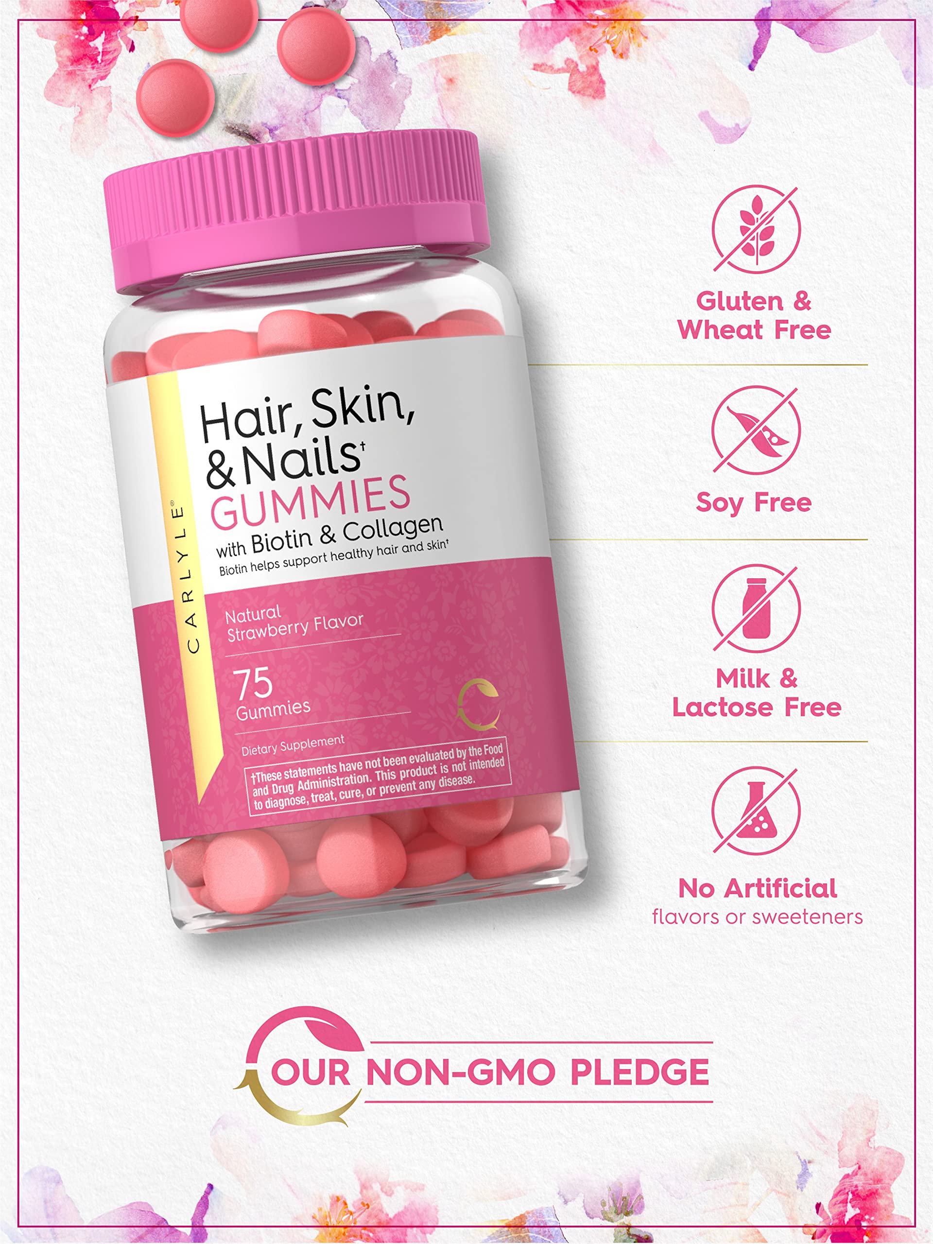 Foto 5 pulgar | Suplemento Carlyle Hair Skin Nails Vitaminas 75 Gomitas - Venta Internacional