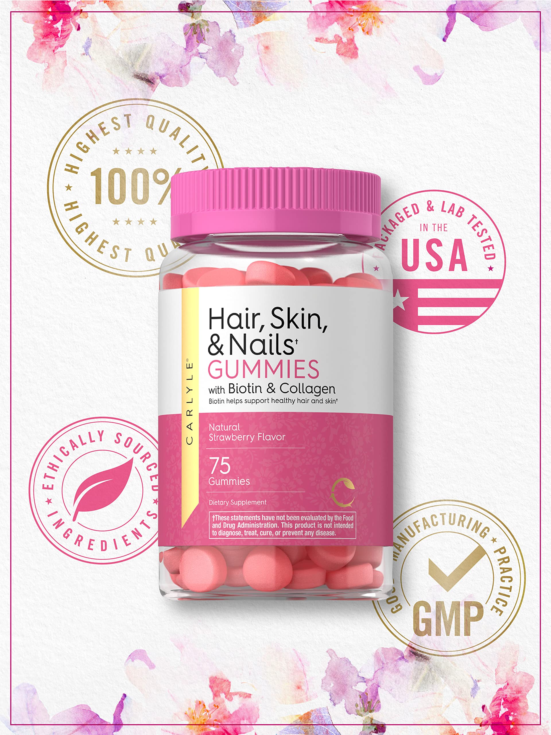 Foto 6 pulgar | Suplemento Carlyle Hair Skin Nails Vitaminas 75 Gomitas - Venta Internacional