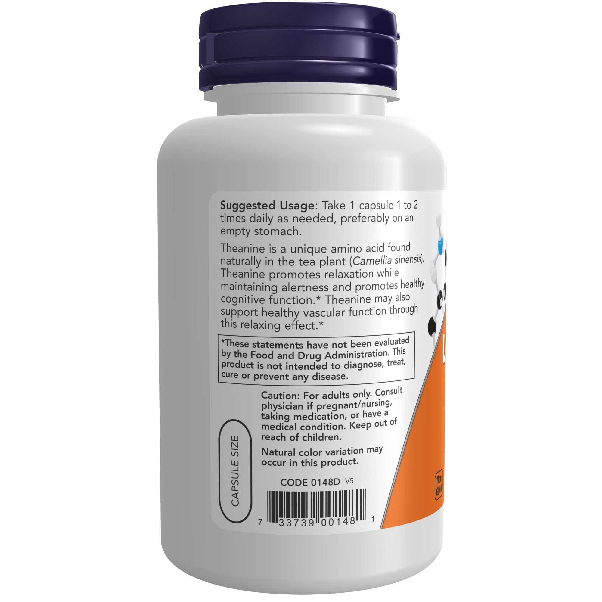Foto 4 pulgar | Complementa Now L-teanina 200 Mg con 120 Cápsulas Vegetarianas de Inositol - Venta Internacional
