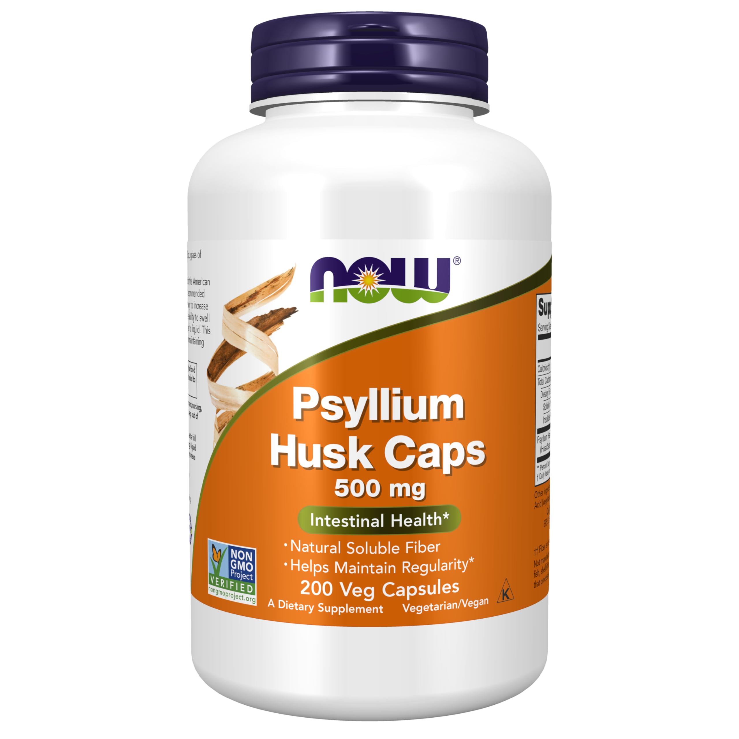Foto 2 pulgar | Cápsulas de Cáscara de Psilio NOW 500mg 200 cápsulas vegetarianas para la salud intestinal