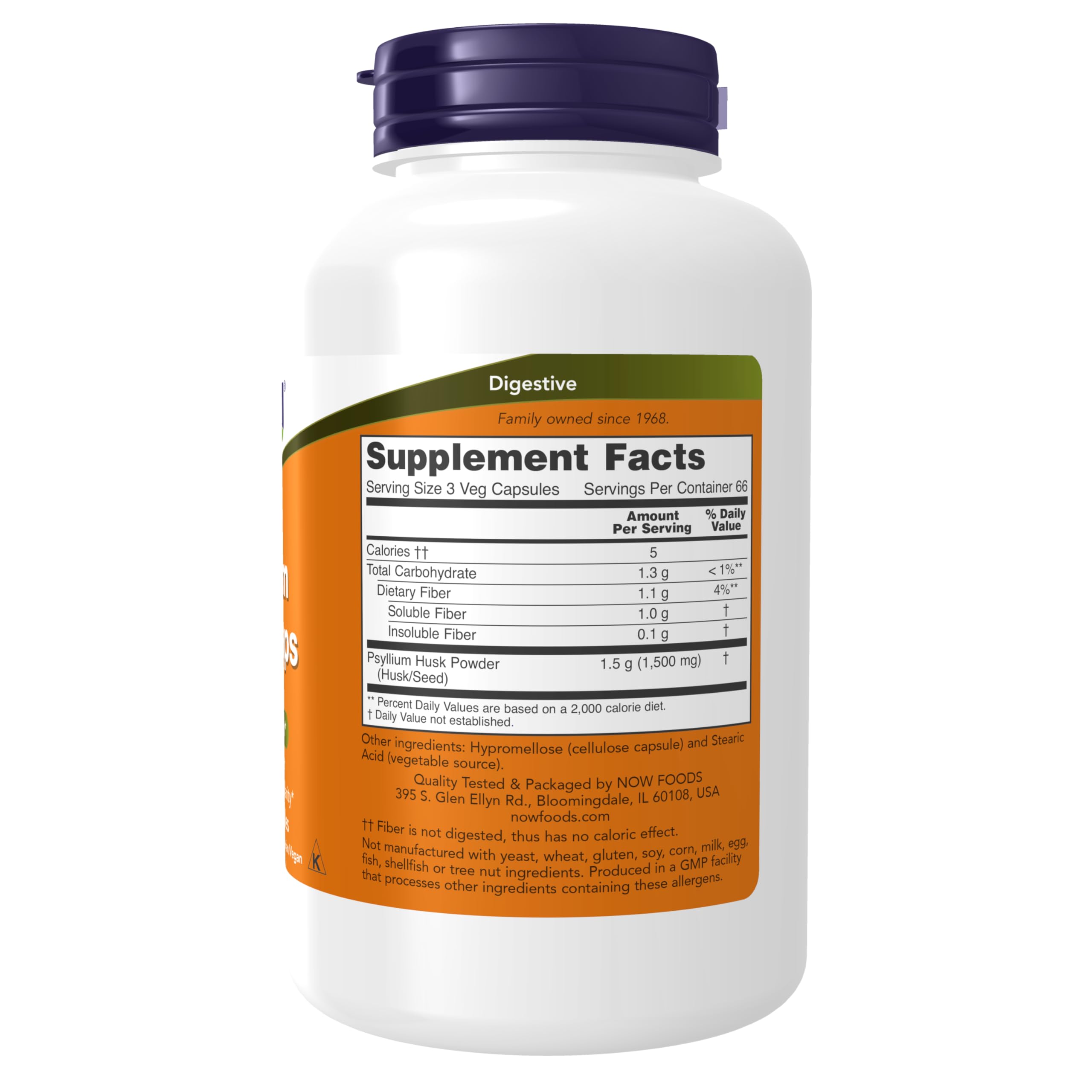 Foto 3 pulgar | Cápsulas de Cáscara de Psilio NOW 500mg 200 cápsulas vegetarianas para la salud intestinal