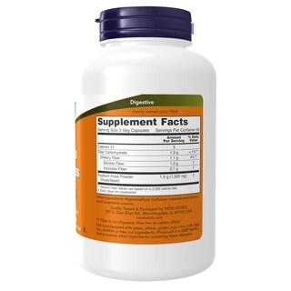Foto 2 | Cápsulas de Cáscara de Psilio NOW 500mg 200 cápsulas vegetarianas para la salud intestinal