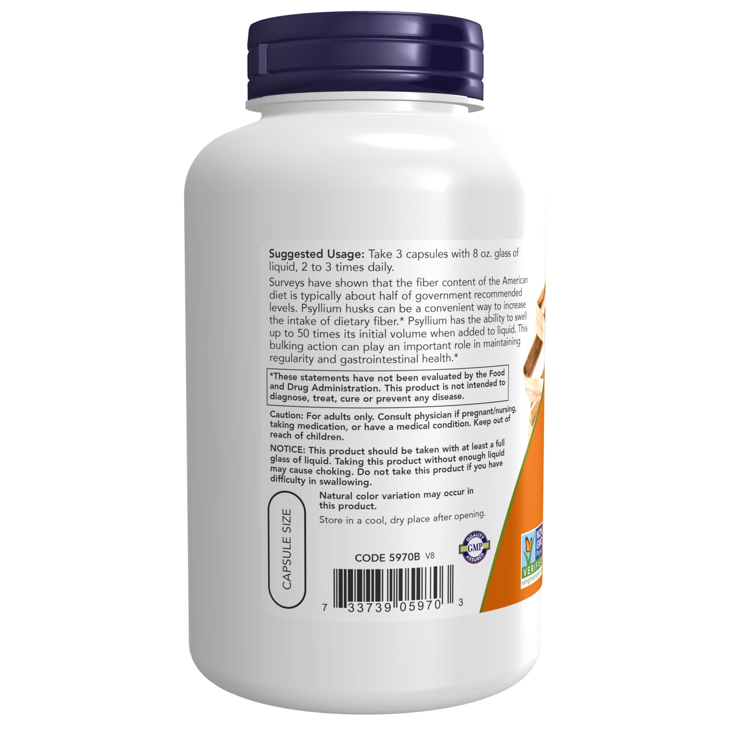 Foto 4 pulgar | Cápsulas de Cáscara de Psilio NOW 500mg 200 cápsulas vegetarianas para la salud intestinal