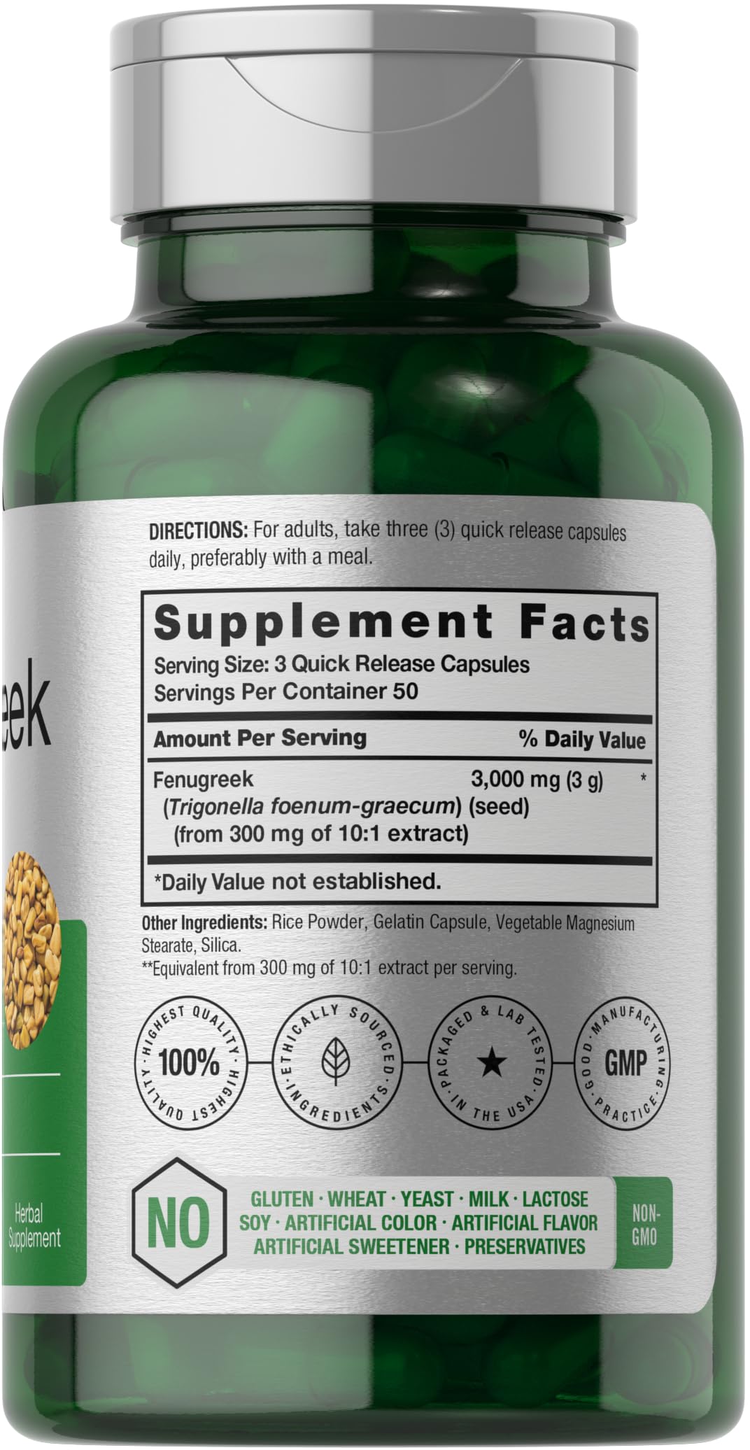 Foto 3 pulgar | Suplemento Horbäach Cápsulas De Alholva 3000 Mg 150 Unidades - Venta Internacional