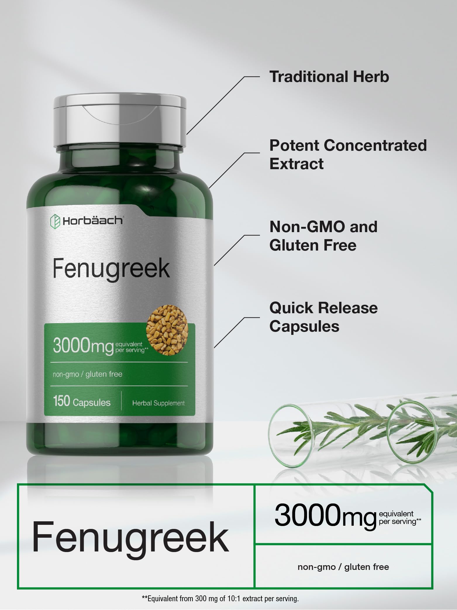 Foto 4 pulgar | Suplemento Horbäach Cápsulas De Alholva 3000 Mg 150 Unidades - Venta Internacional