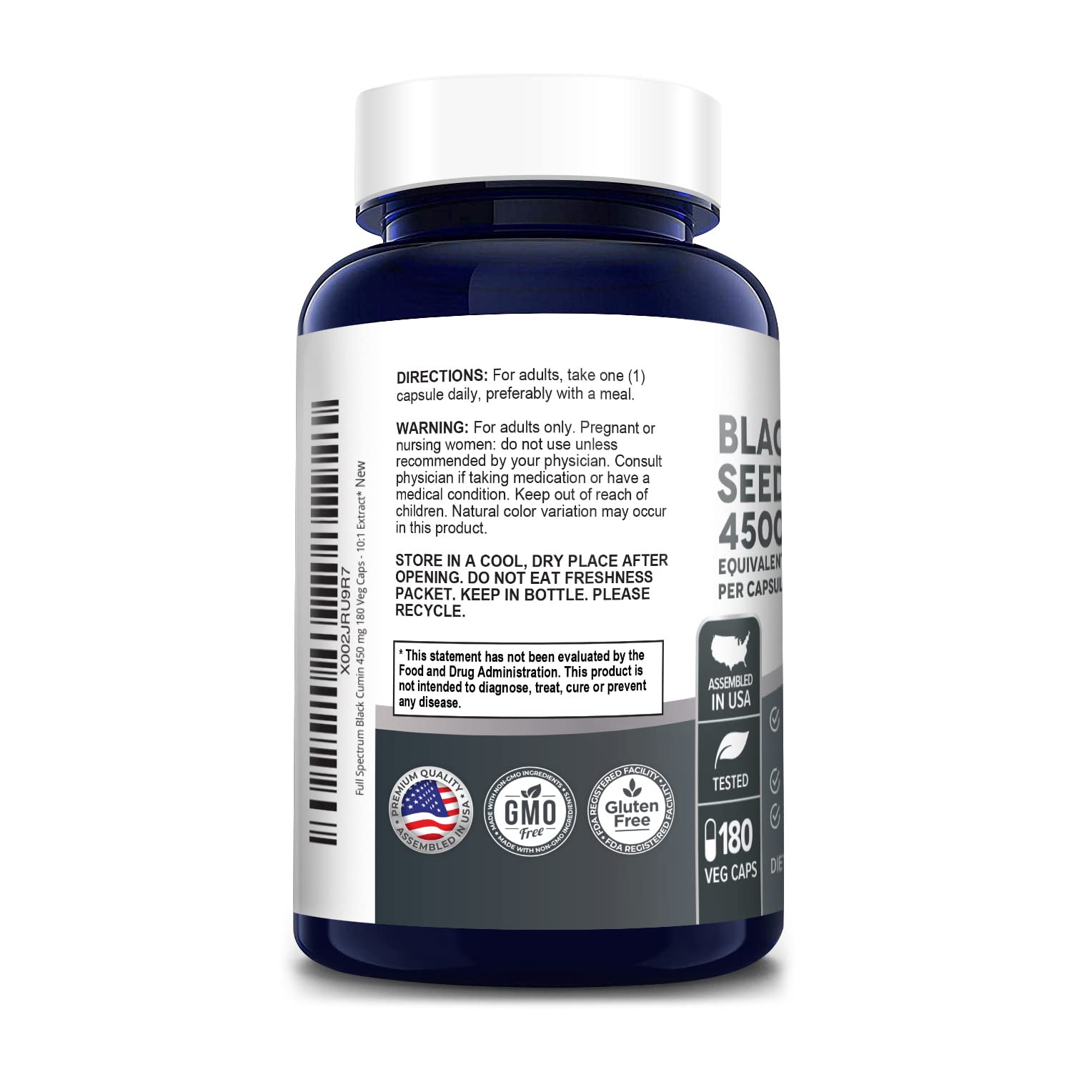 Foto 3 | Suplemento Nusapure Extracto de Semillas de Comino Negro 4500 mg 180 Cápsulas - Venta Internacional