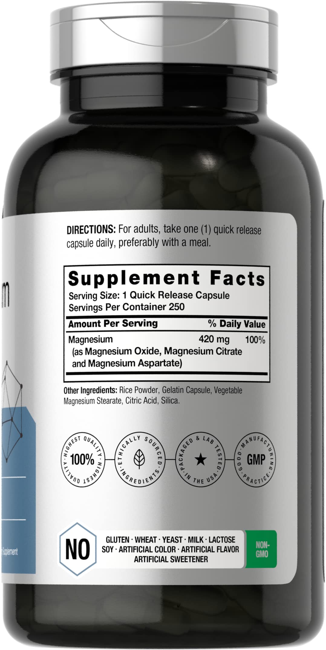 Foto 2 | Suplemento Horbäach Triple Magnesio Complex 420 mg 250 Cápsulas - Venta Internacional