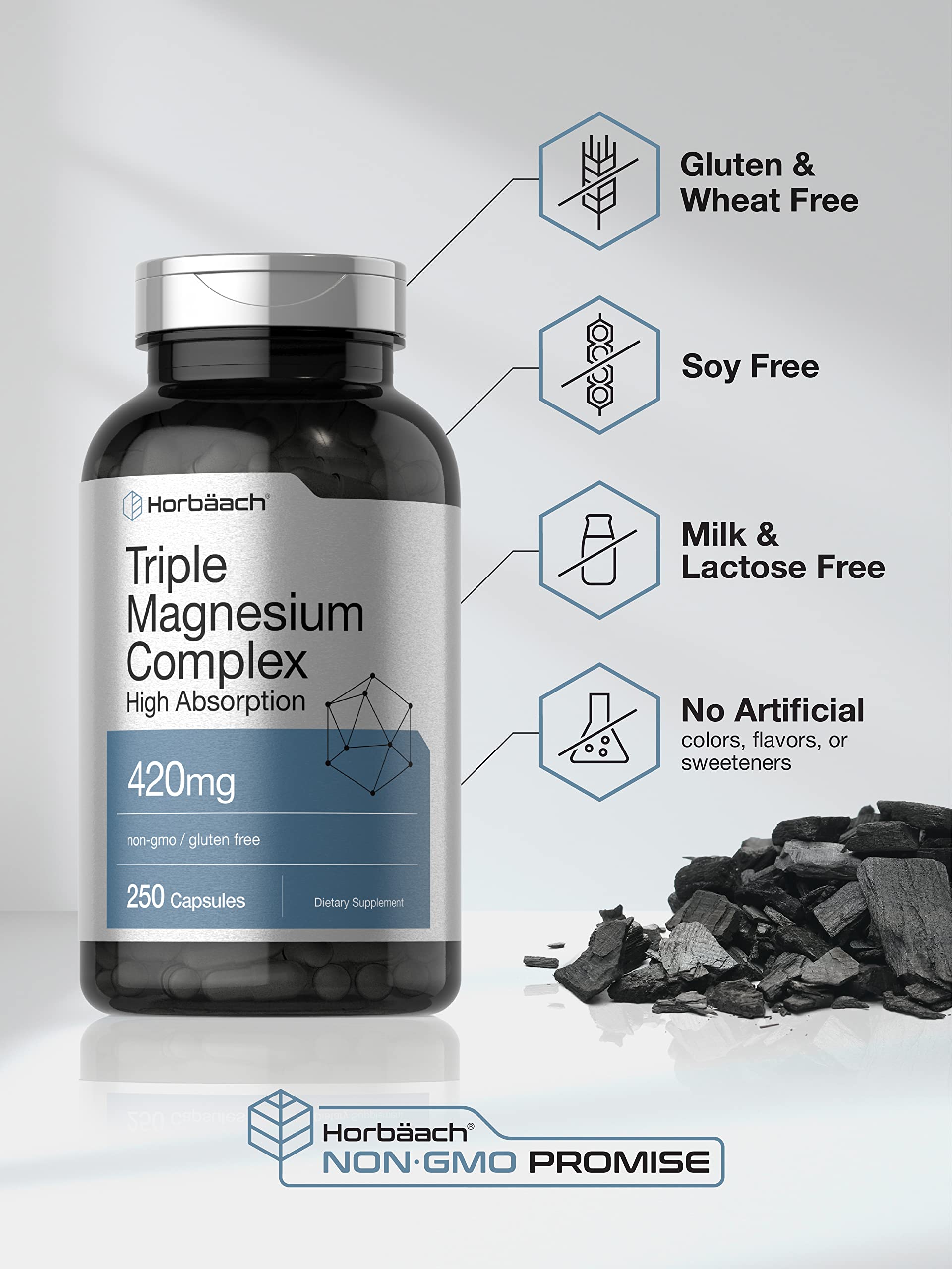Foto 4 | Suplemento Horbäach Triple Magnesio Complex 420 mg 250 Cápsulas - Venta Internacional