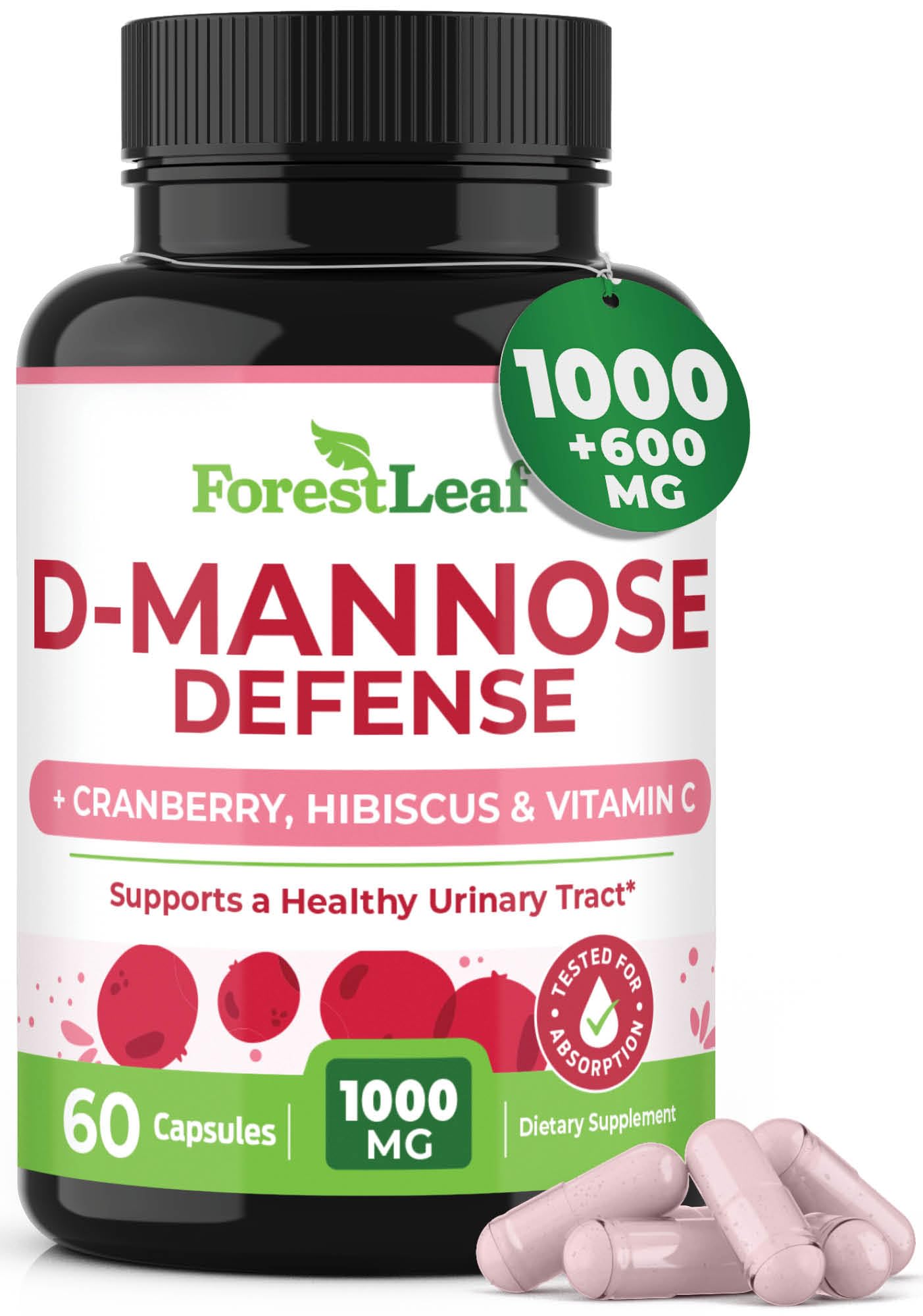 Foto 2 pulgar | Suplemento Forestleaf D-manose 1000 Mg Con Arándano Y Vitamina C 60 Cápsulas - Venta Internacional