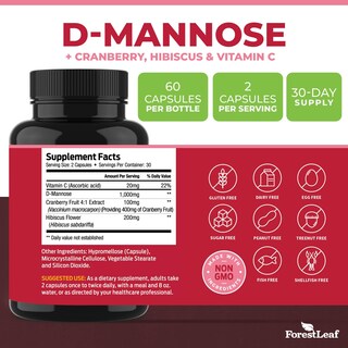 Foto 4 | Suplemento Forestleaf D-manose 1000 Mg Con Arándano Y Vitamina C 60 Cápsulas - Venta Internacional