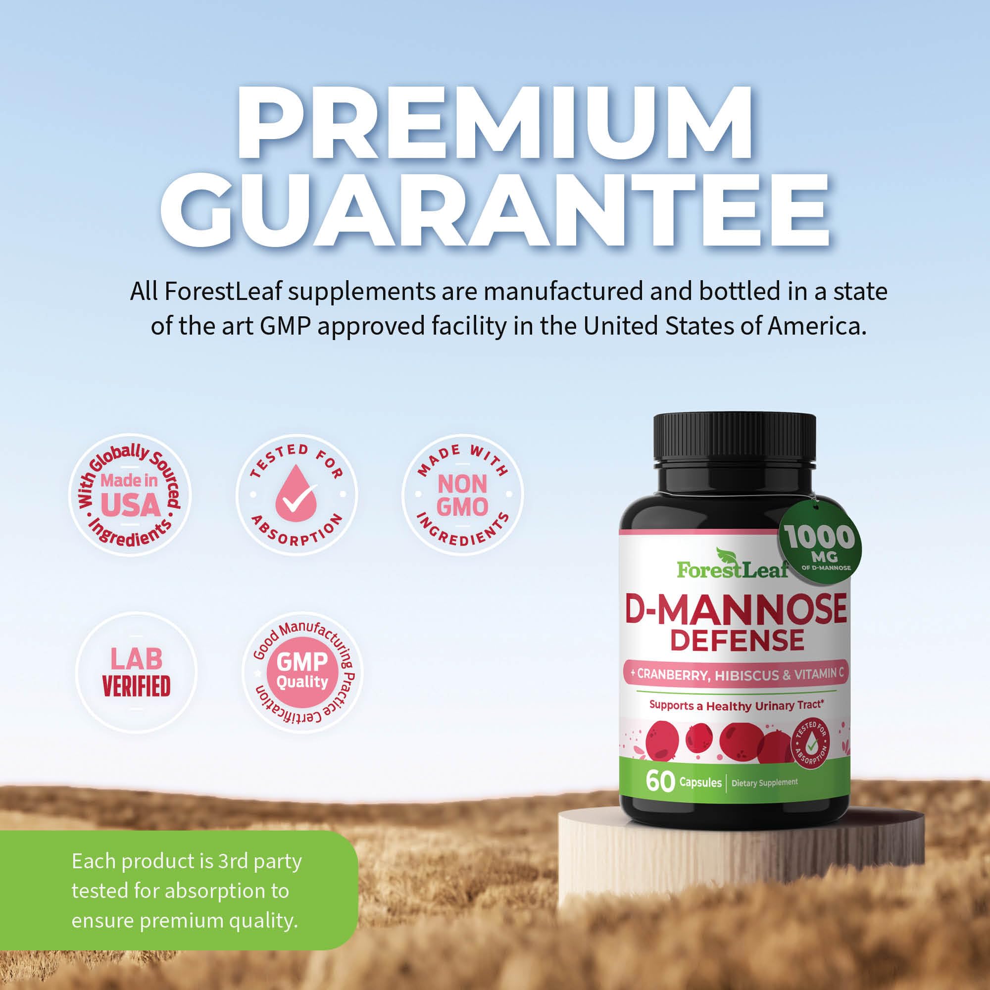 Foto 7 pulgar | Suplemento Forestleaf D-manose 1000 Mg Con Arándano Y Vitamina C 60 Cápsulas - Venta Internacional