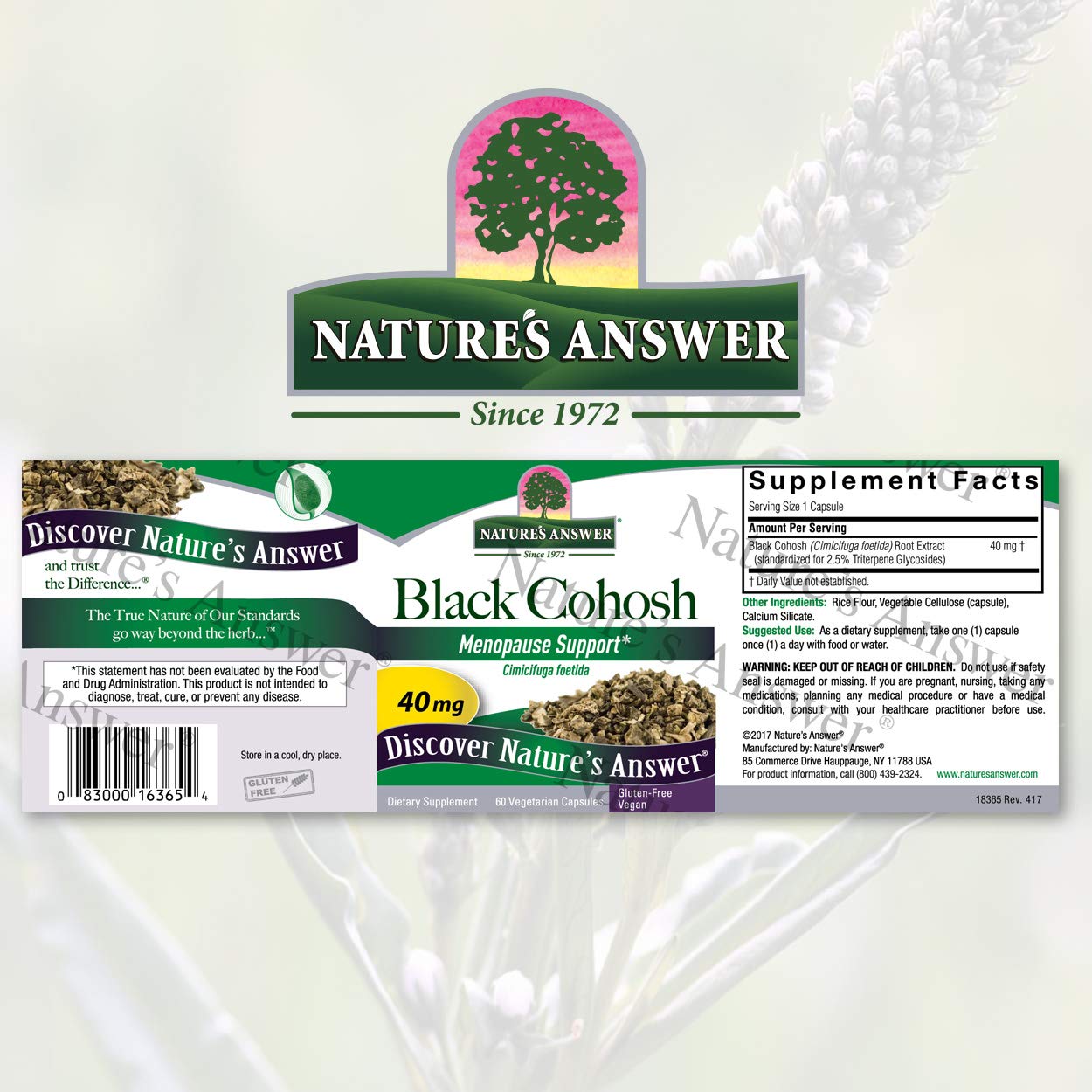 Foto 3 pulgar | Suplemento Nature's Answer Raíz De Cohosh 60 Cápsulas - Venta Internacional