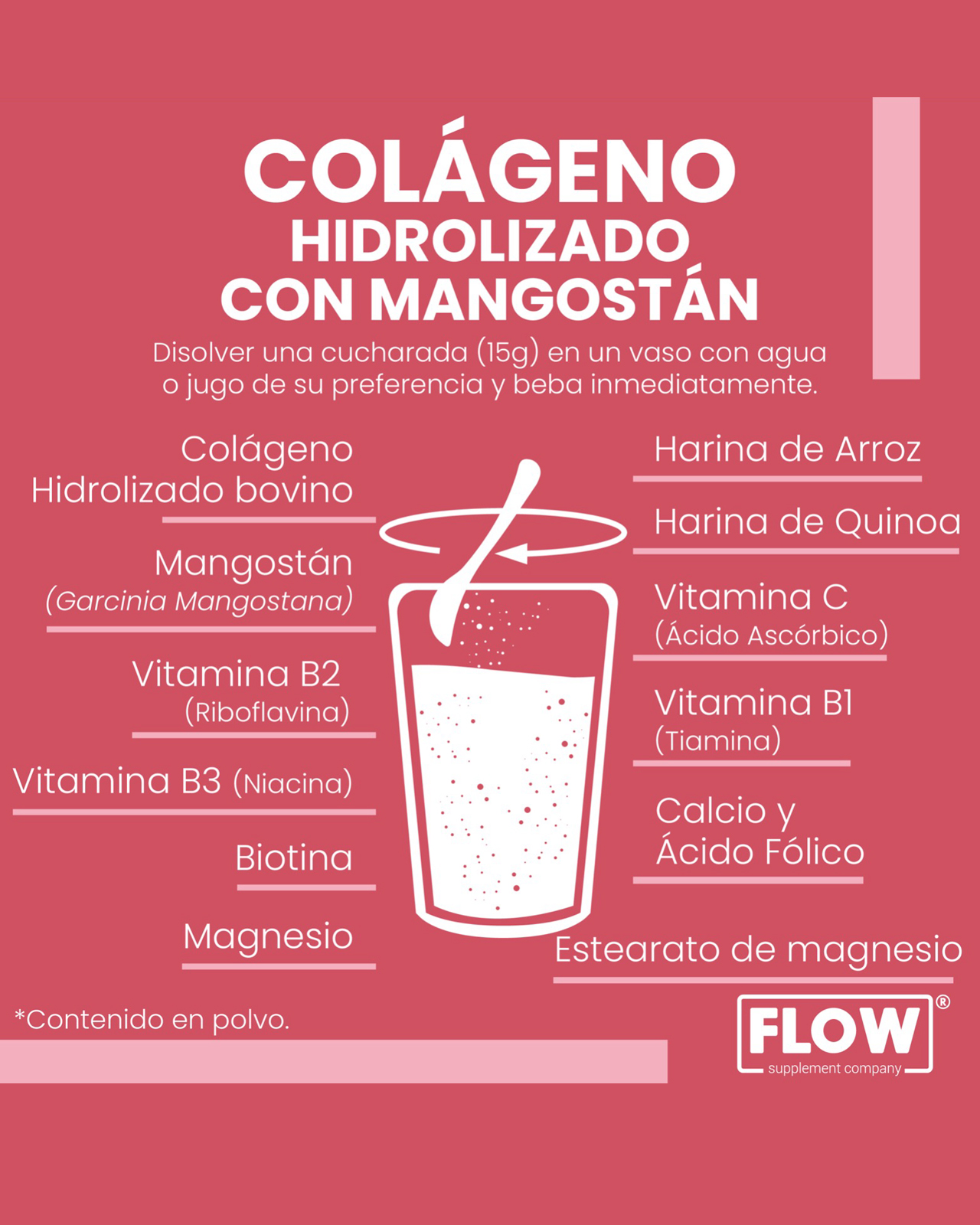 Foto 4 | Flow Vitaminas Minerales y Suplementos Colágeno Hidrolizado con Mangostán 500 g
