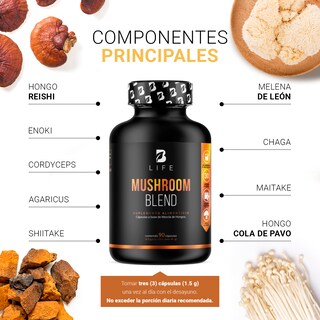 Foto 3 | Suplemento B Life Mushroom Blend de 90 Cápsulas