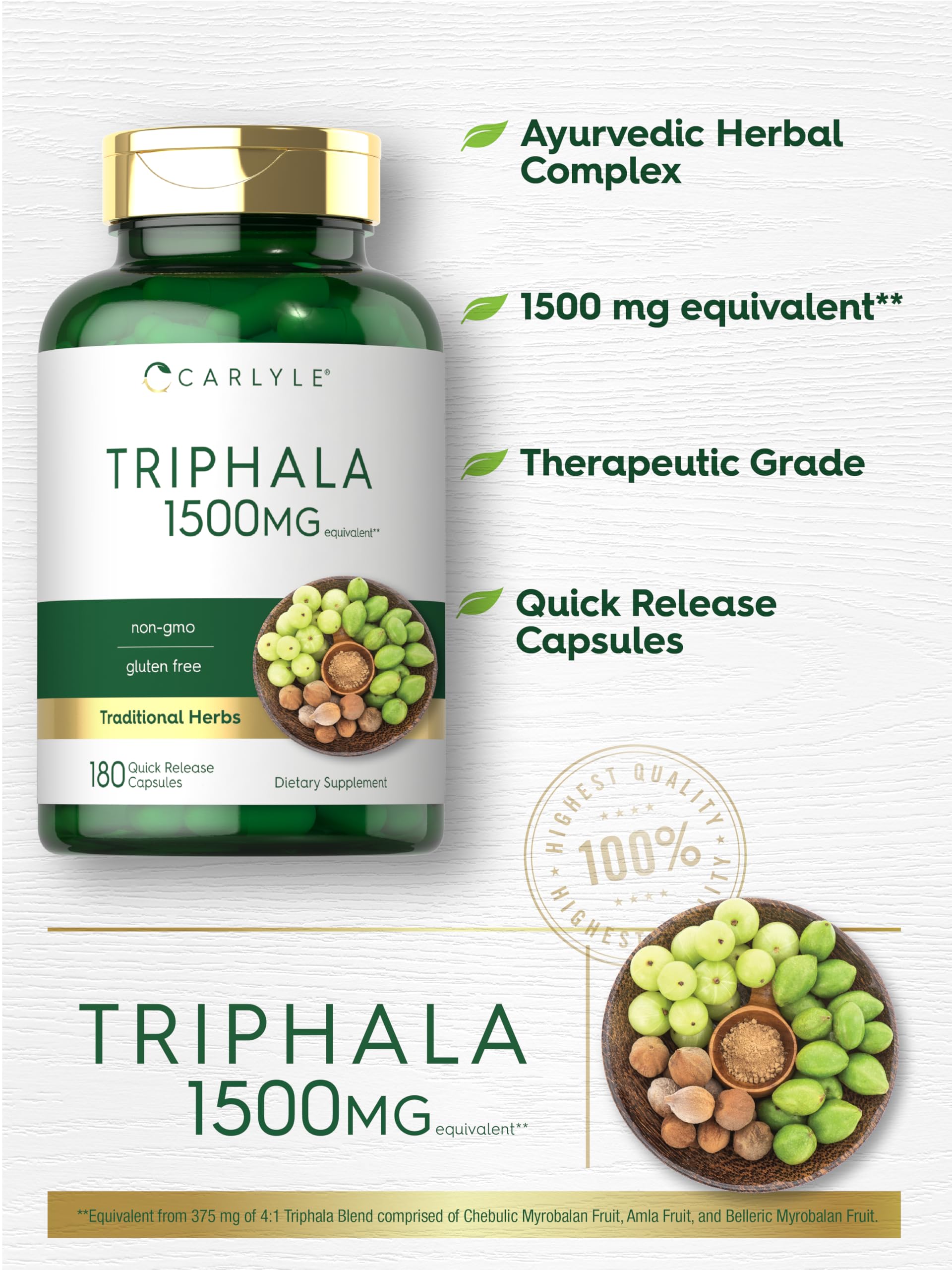 Foto 4 pulgar | Suplemento Carlyle Triphala 1500 mg 180 Cápsulas - Venta Internacional