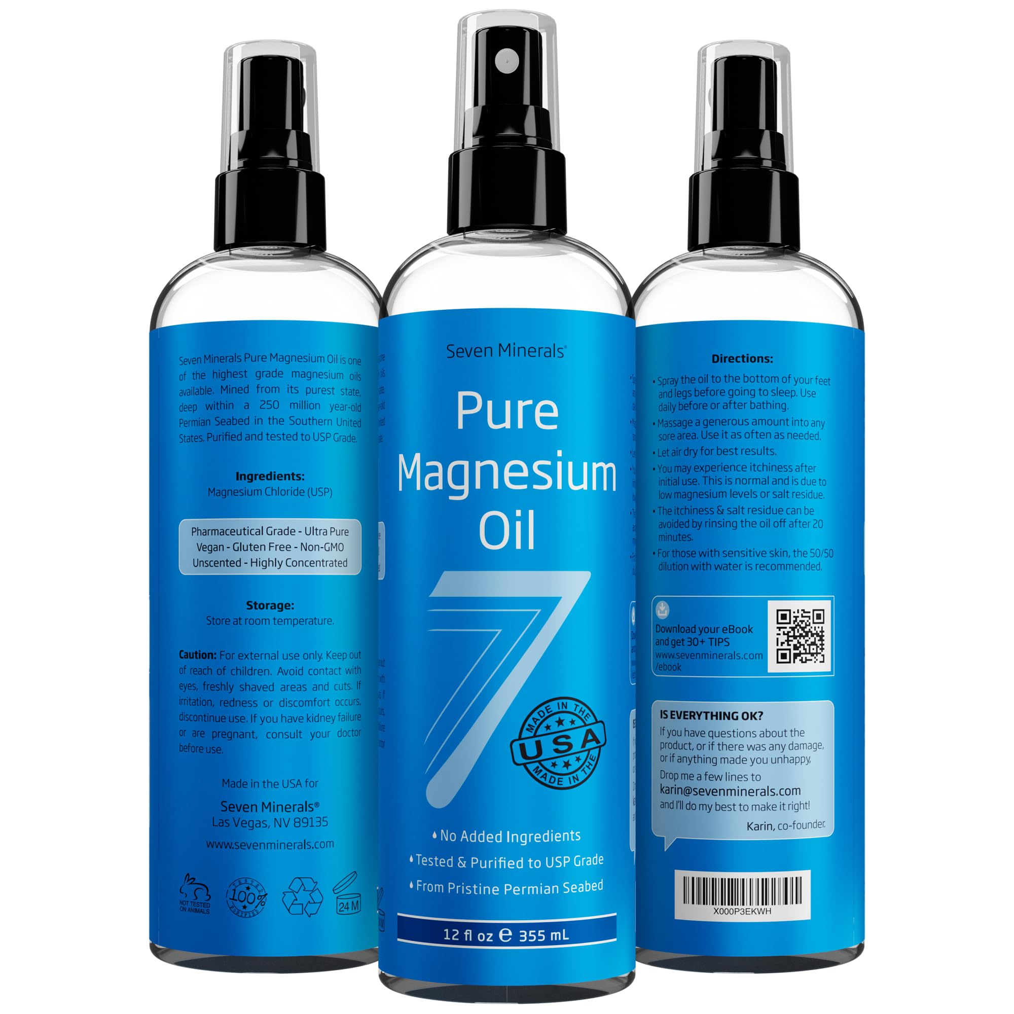Foto 5 pulgar | Spray de Aceite de Magnesio Seven Minerals, 355 Ml Grado Usp - Venta Internacional