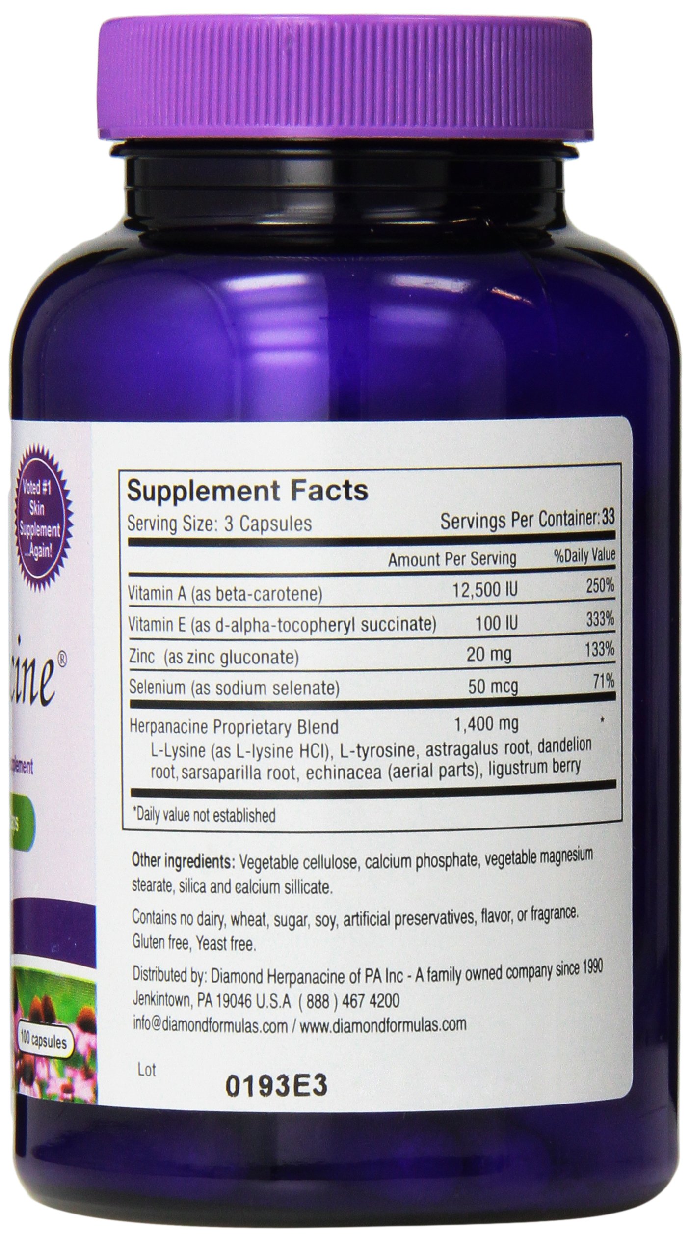 Foto 3 pulgar | Suplemento Herpanacine Diamond Natural Skin Care 100 Cápsulas