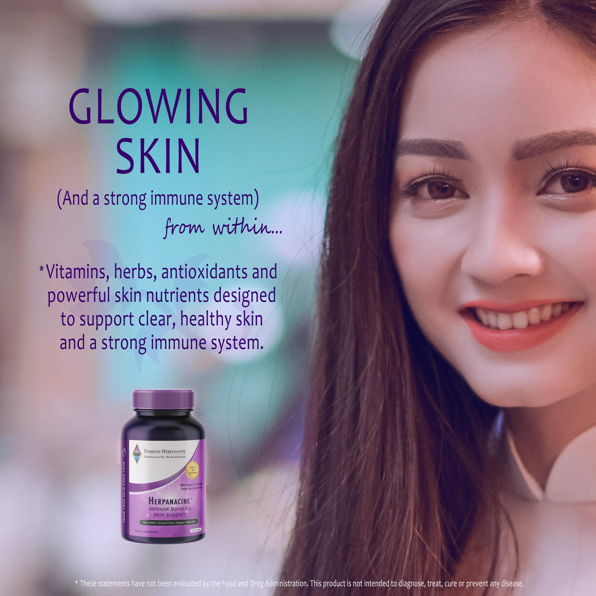 Foto 7 pulgar | Suplemento Herpanacine Diamond Natural Skin Care 100 Cápsulas