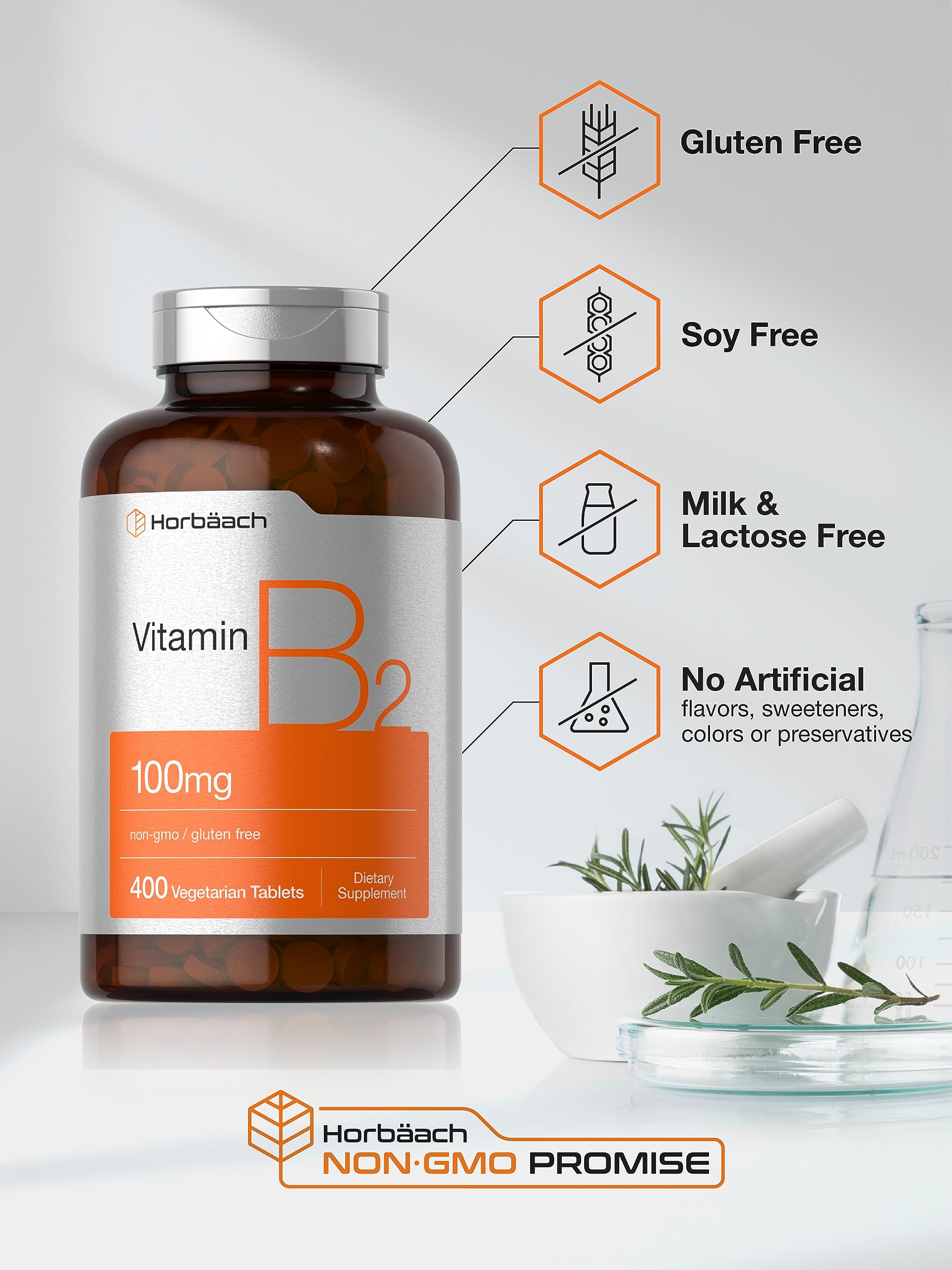 Foto 5 pulgar | Suplemento Horbäach de Vitamina B-2 100 Mg - Venta Internacional