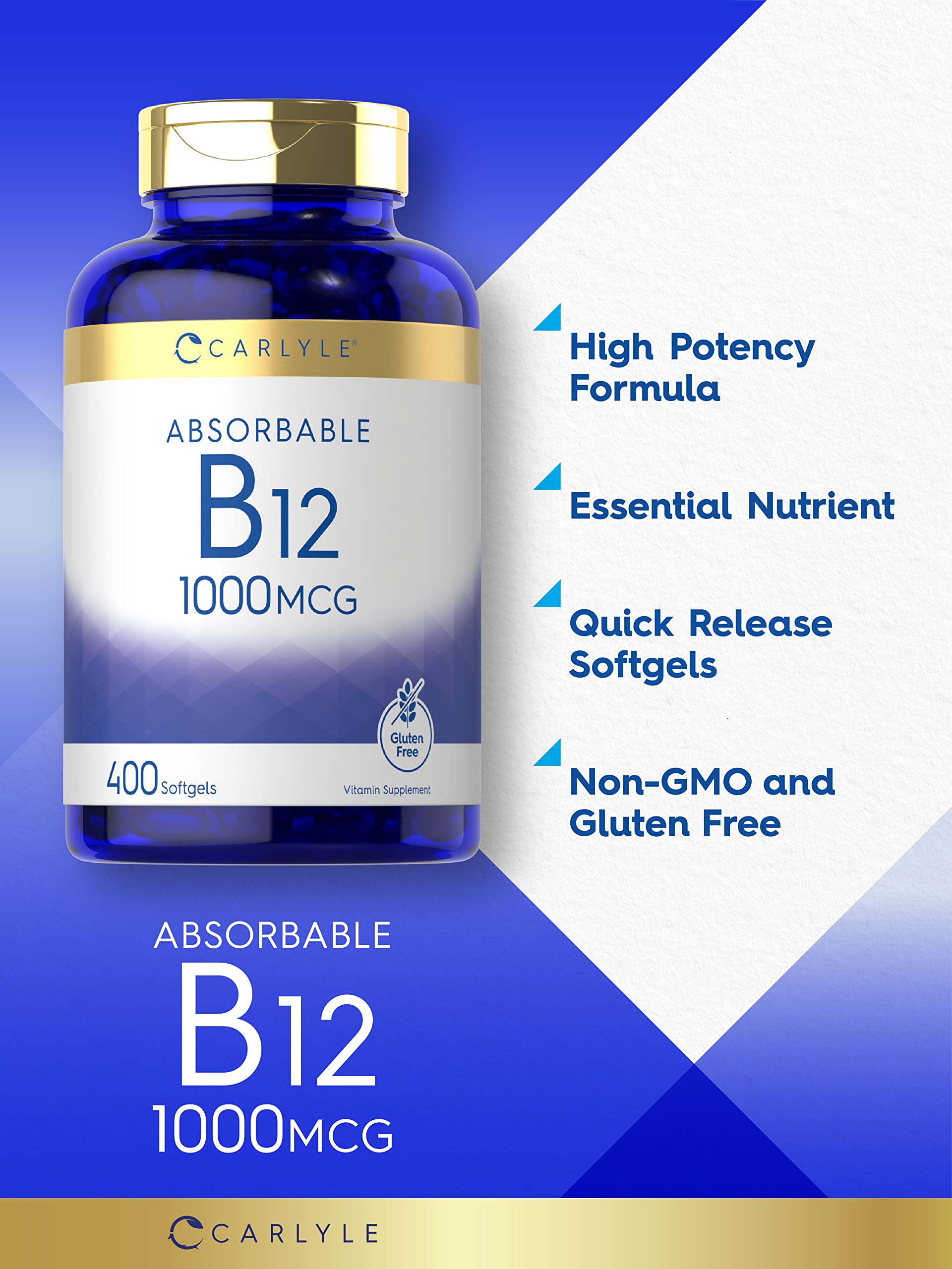 Foto 4 pulgar | Suplemento Carlyle de Vitamina B12 Absorbible 1000 Mcg 400 Cápsulas - Venta Internacional