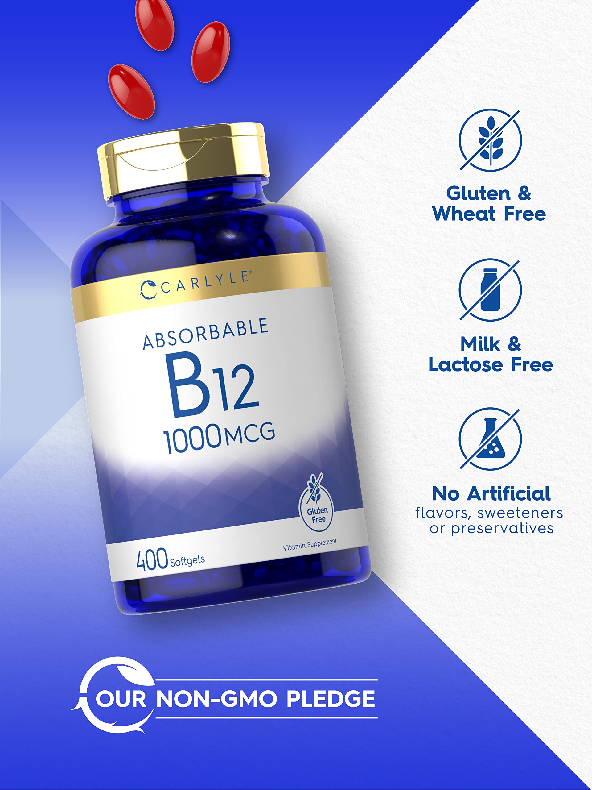Foto 5 pulgar | Suplemento Carlyle de Vitamina B12 Absorbible 1000 Mcg 400 Cápsulas - Venta Internacional