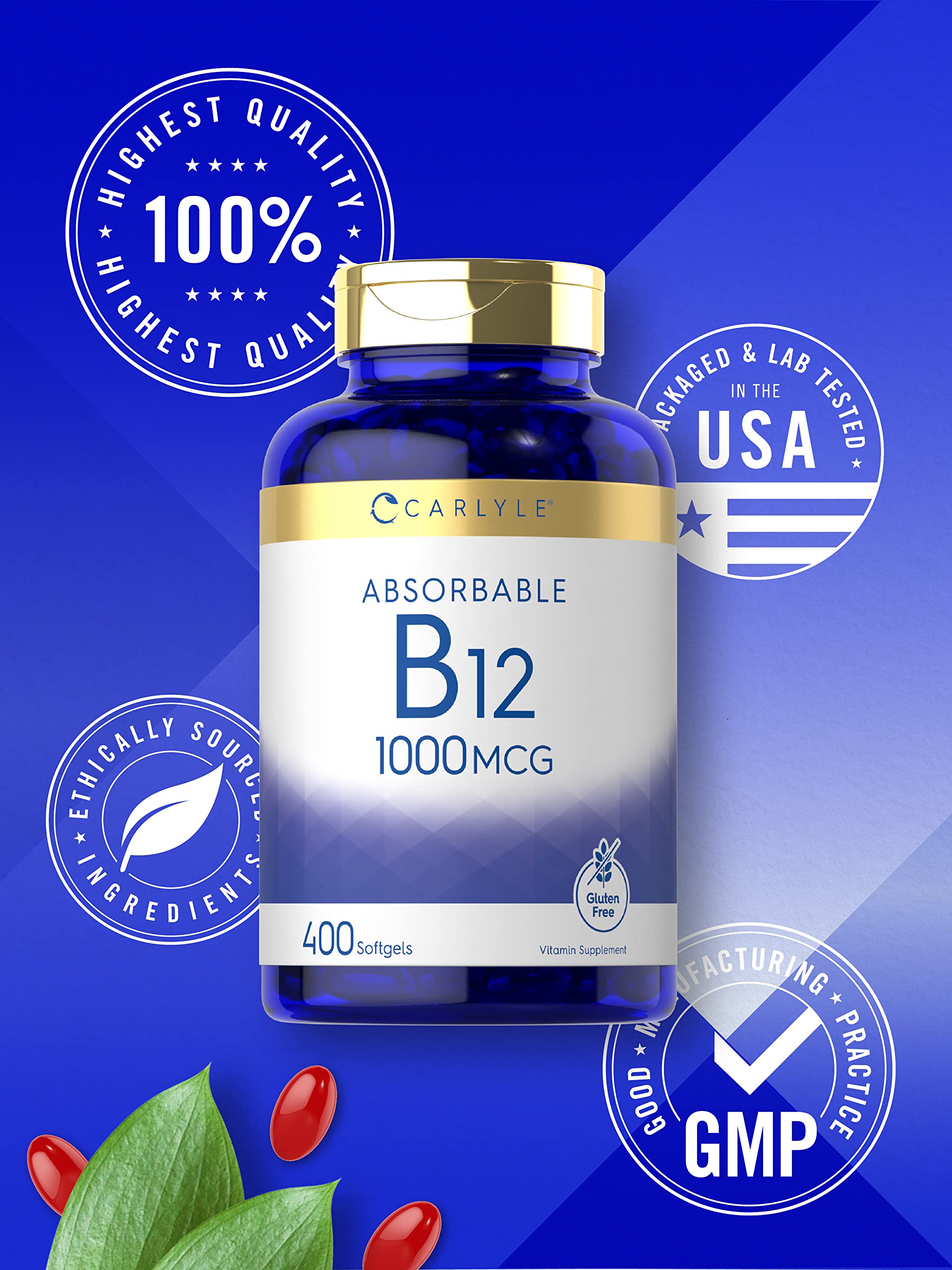 Foto 6 pulgar | Suplemento Carlyle de Vitamina B12 Absorbible 1000 Mcg 400 Cápsulas - Venta Internacional