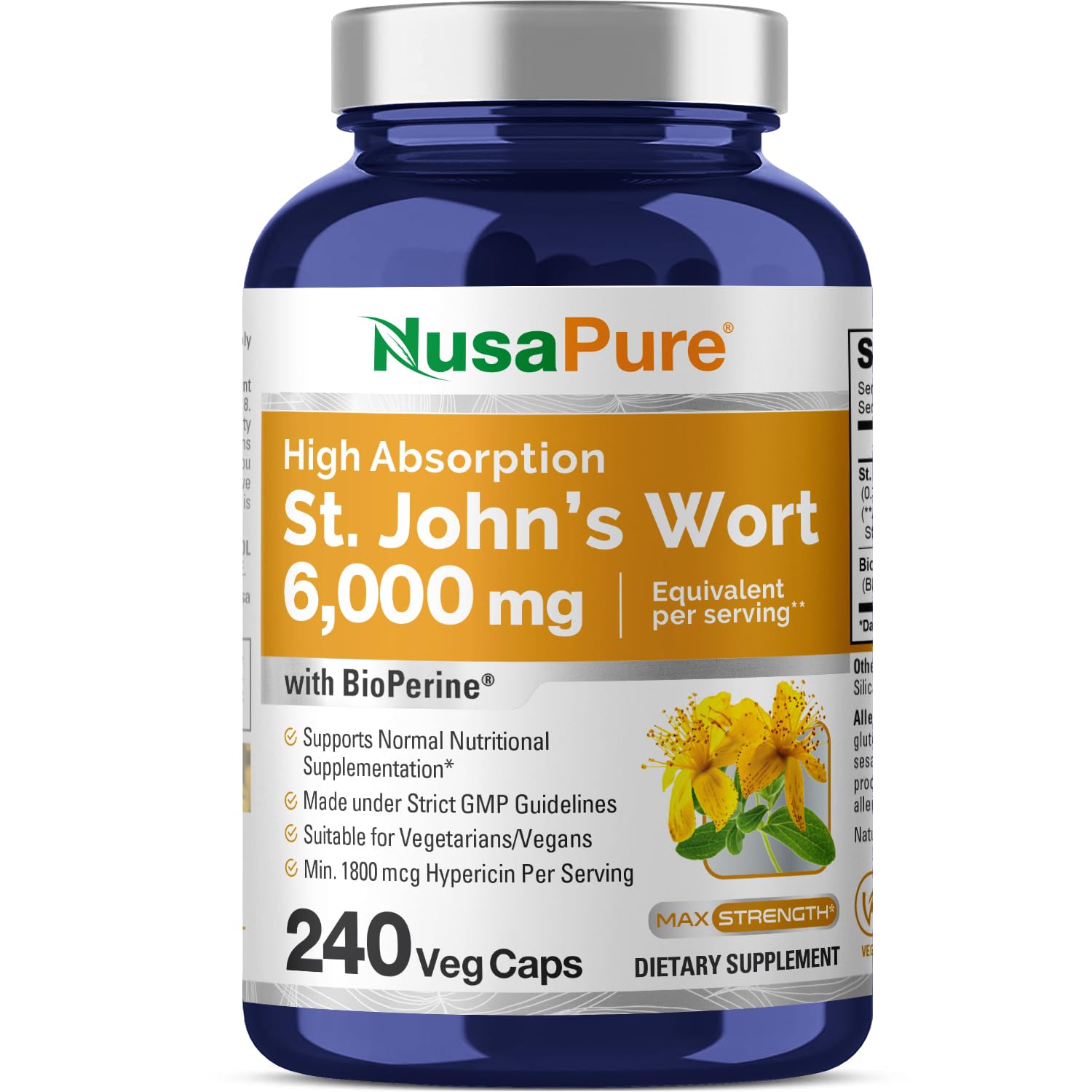 Foto 2 pulgar | Suplemento Nusapure Extracto de Hierba de San Juan 6000 Mg 240 Cápsulas - Venta Internacional
