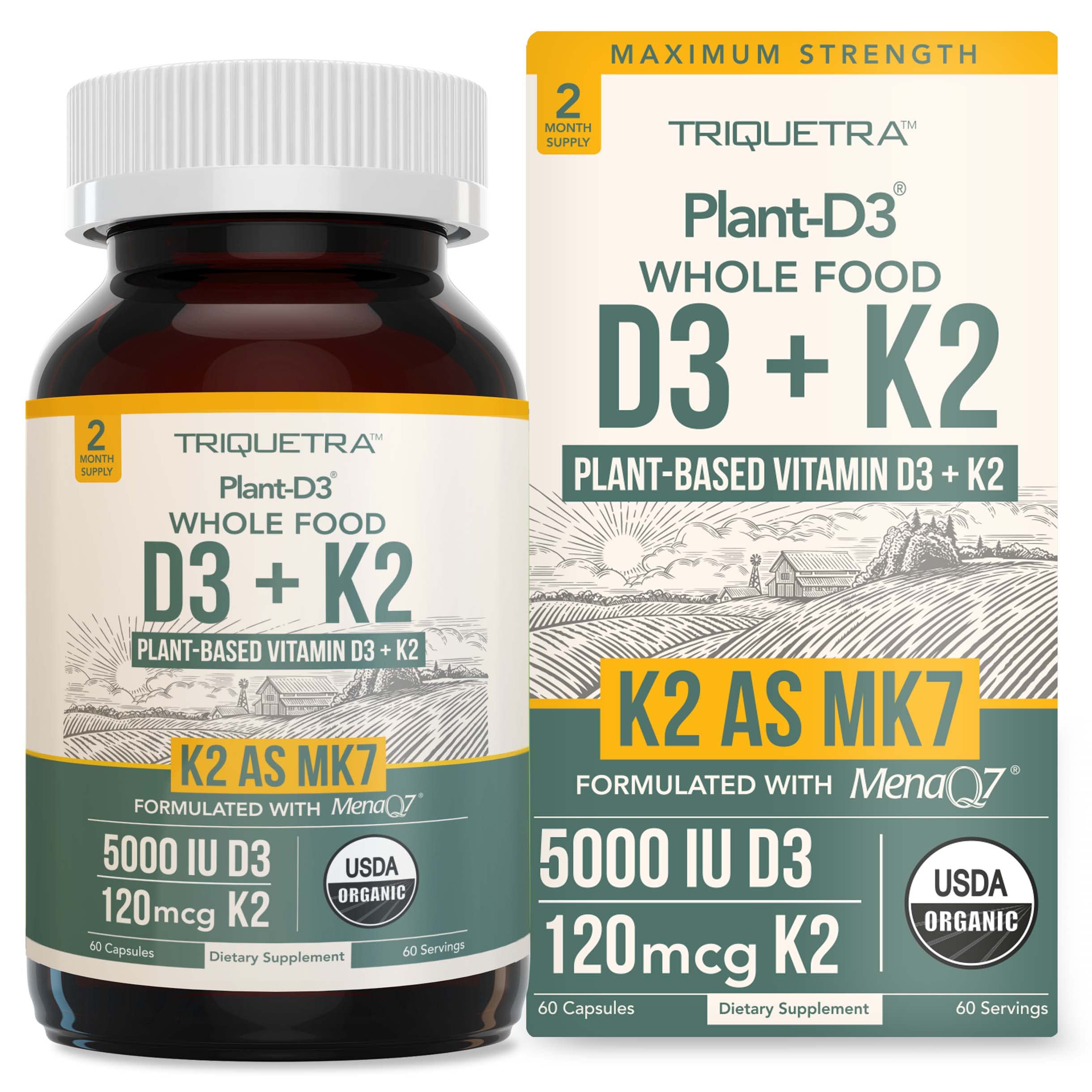 Foto 1 | Suplemento Triquetra Health Organic Plant D3 5000 Ui + K2 12 60 Cápsulas- Venta Internacional