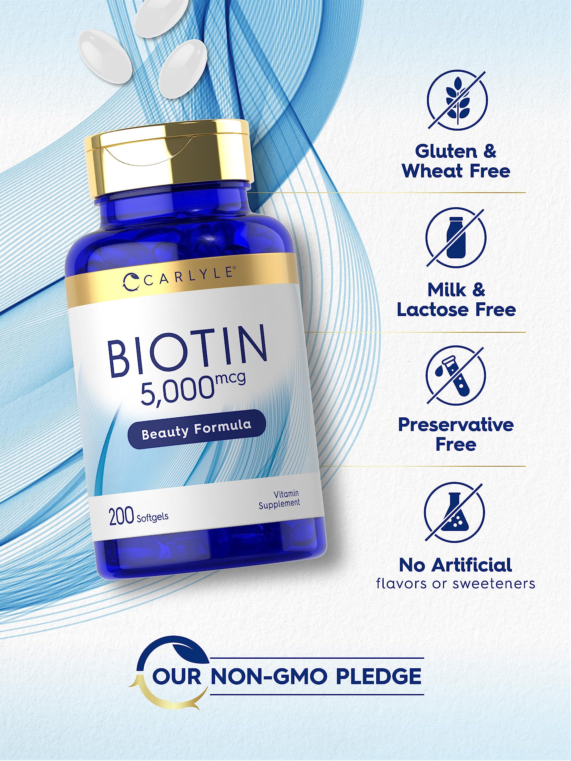 Foto 5 pulgar | Suplemento Carlyle Biotin Cápsulas Blandas de 5000 Mcg 200 Unidades - Venta Internacional