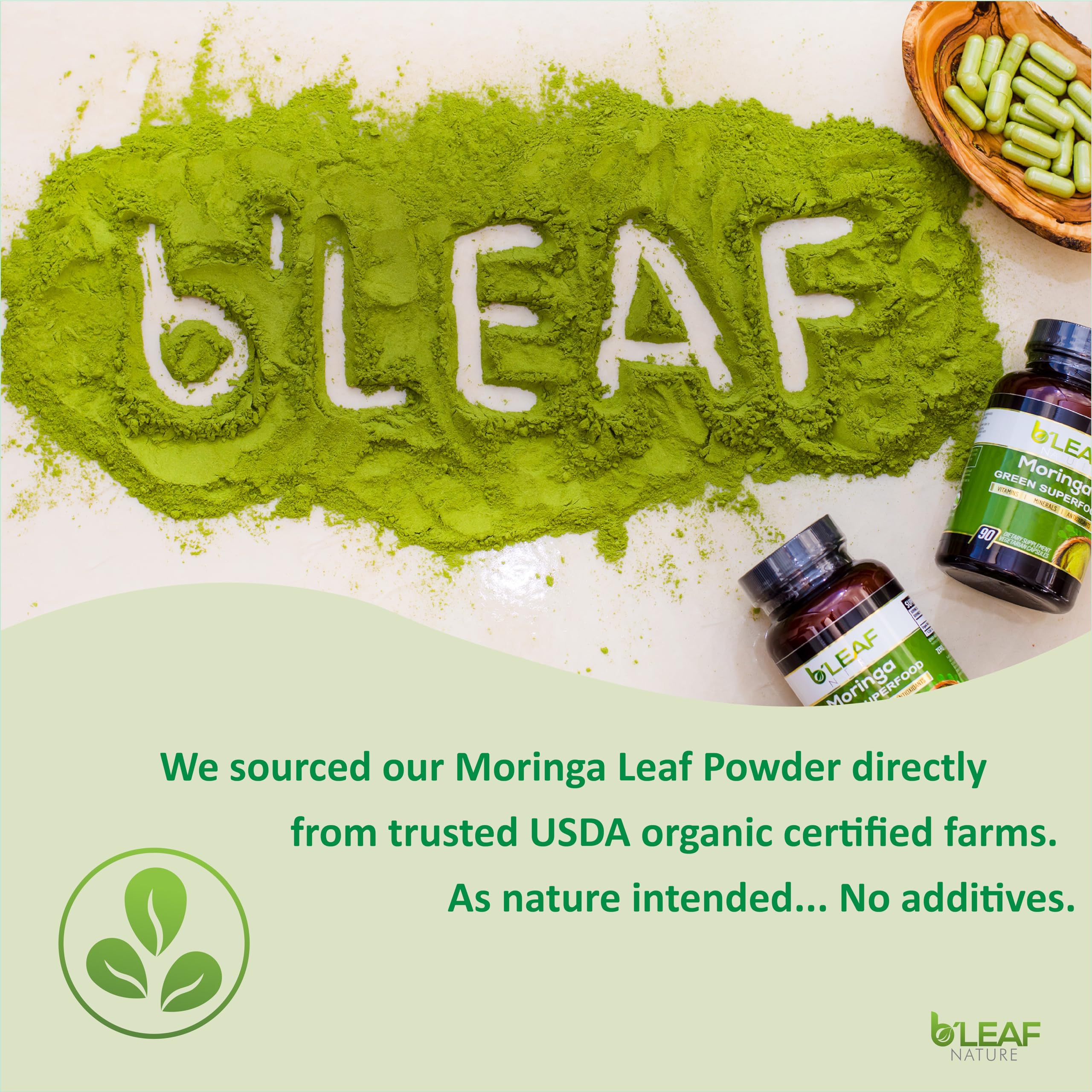 Foto 6 pulgar | Suplemento B'Leaf Nature Pure Organic Moringa Oleifera 1000 mg - Venta Internacional