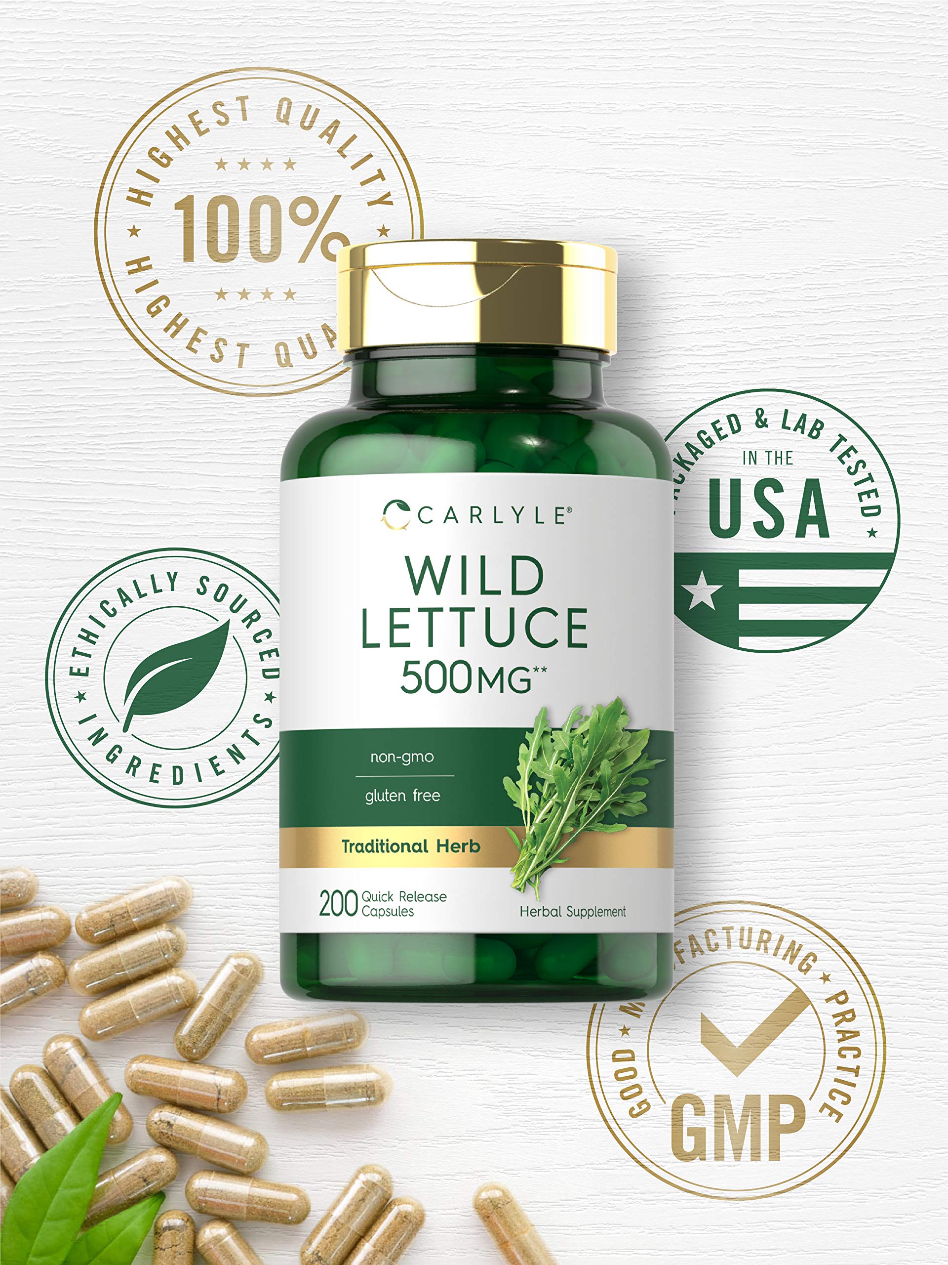 Foto 6 pulgar | Suplemento de Extracto de Lechuga Silvestre Carlyle 500 mg 200 Cápsulas - Venta Internacional